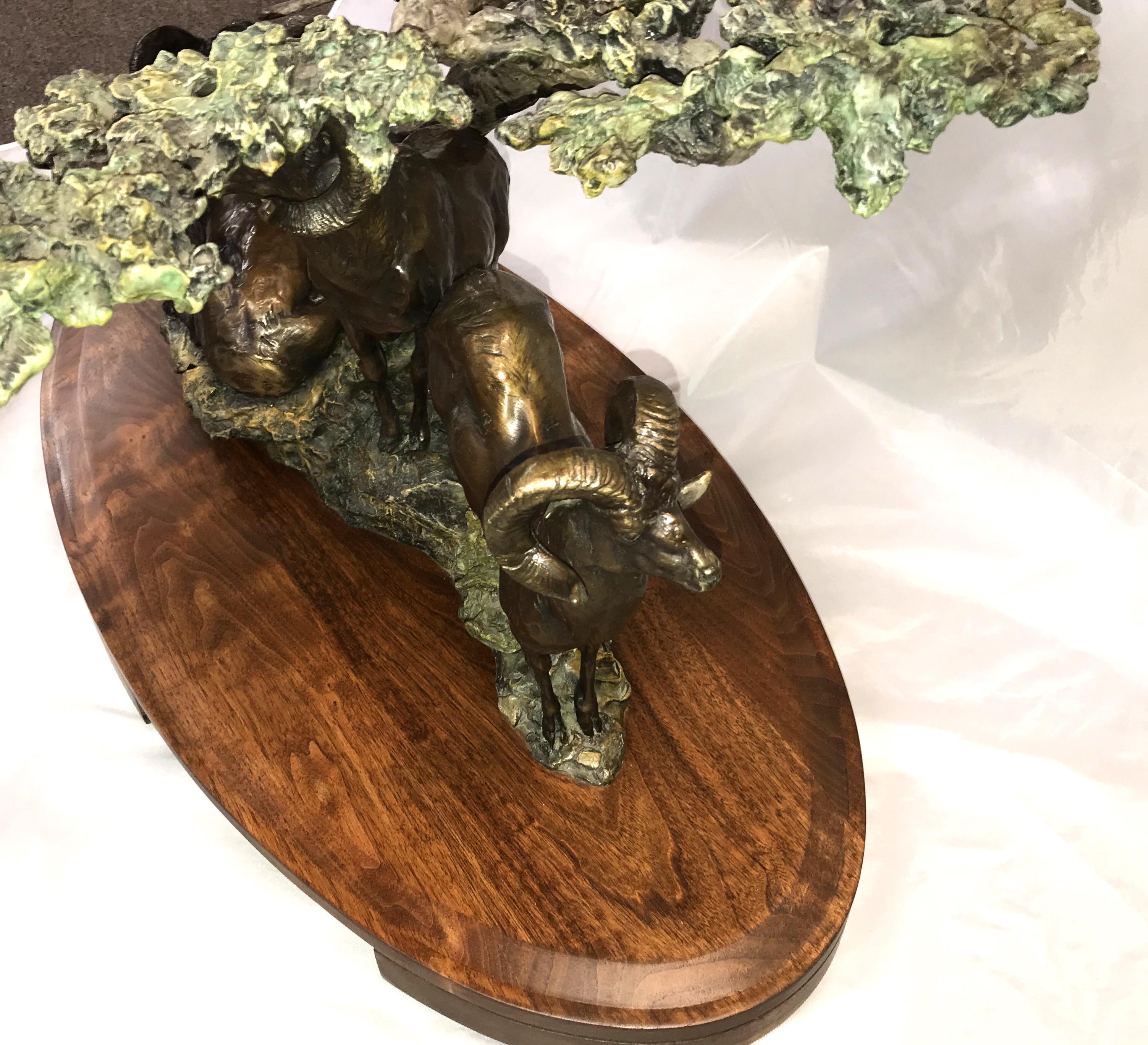 Daniel Ray Parker Bronze Table Sculpture with Three Rams, Distant Thunder 2