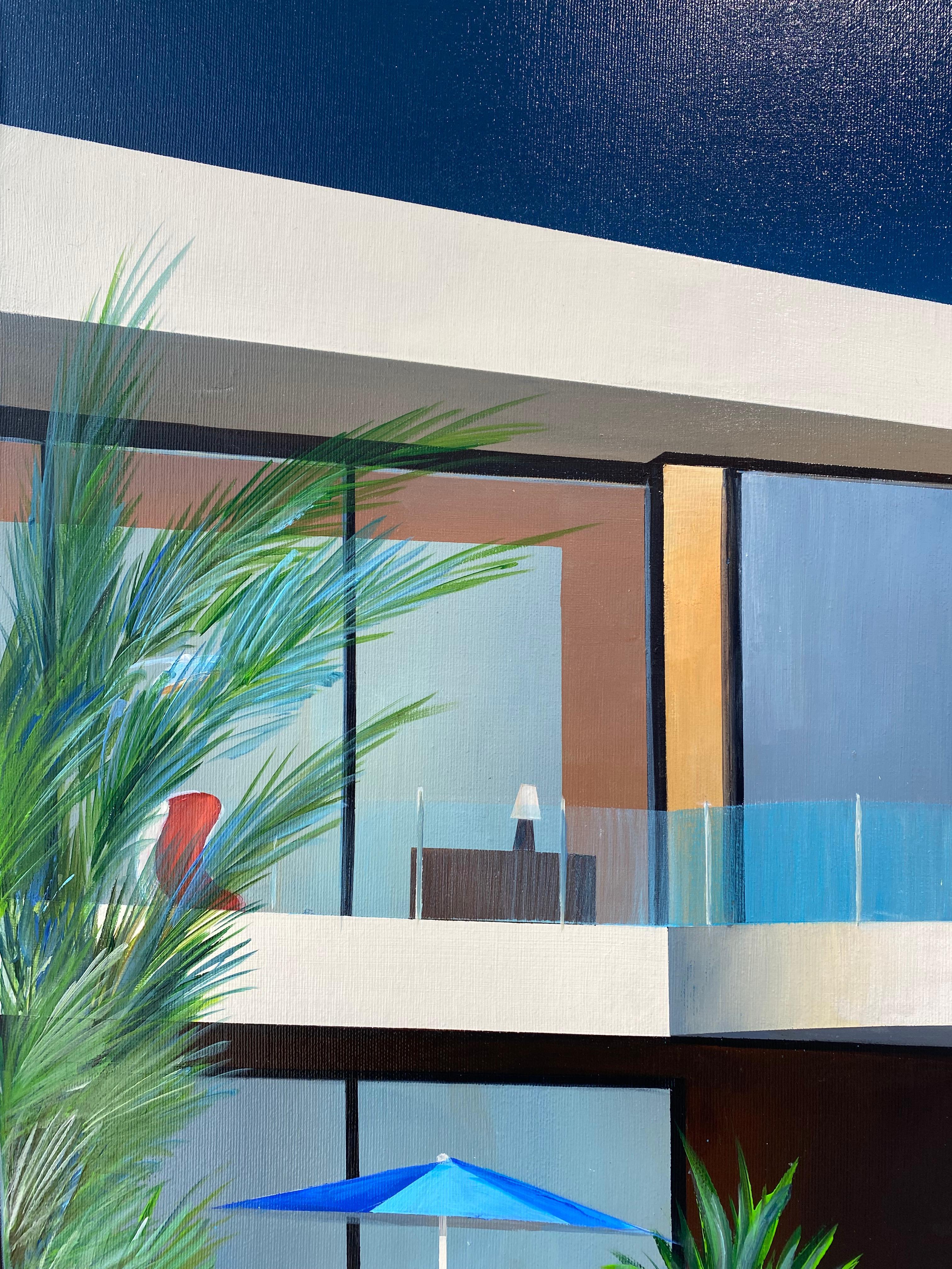 Contre les rochers (Blau), Landscape Painting, von Daniel Raynott