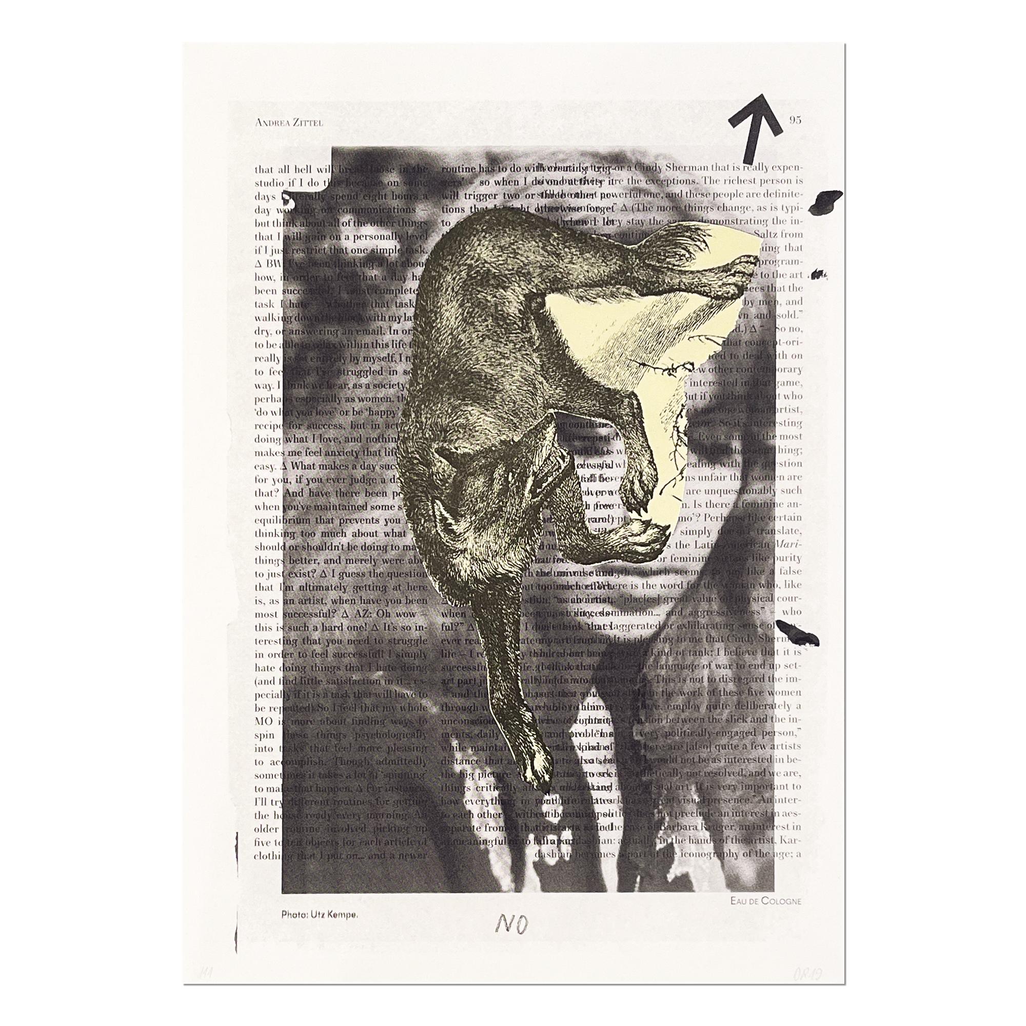 Daniel Richter, Ohne Titel (Fuchs) – signierter Siebdruck, Collage, zeitgenössische Kunst