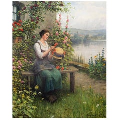 Daniel Ridgway Knight American 1839-1924 Trimming Her Sunday Hat