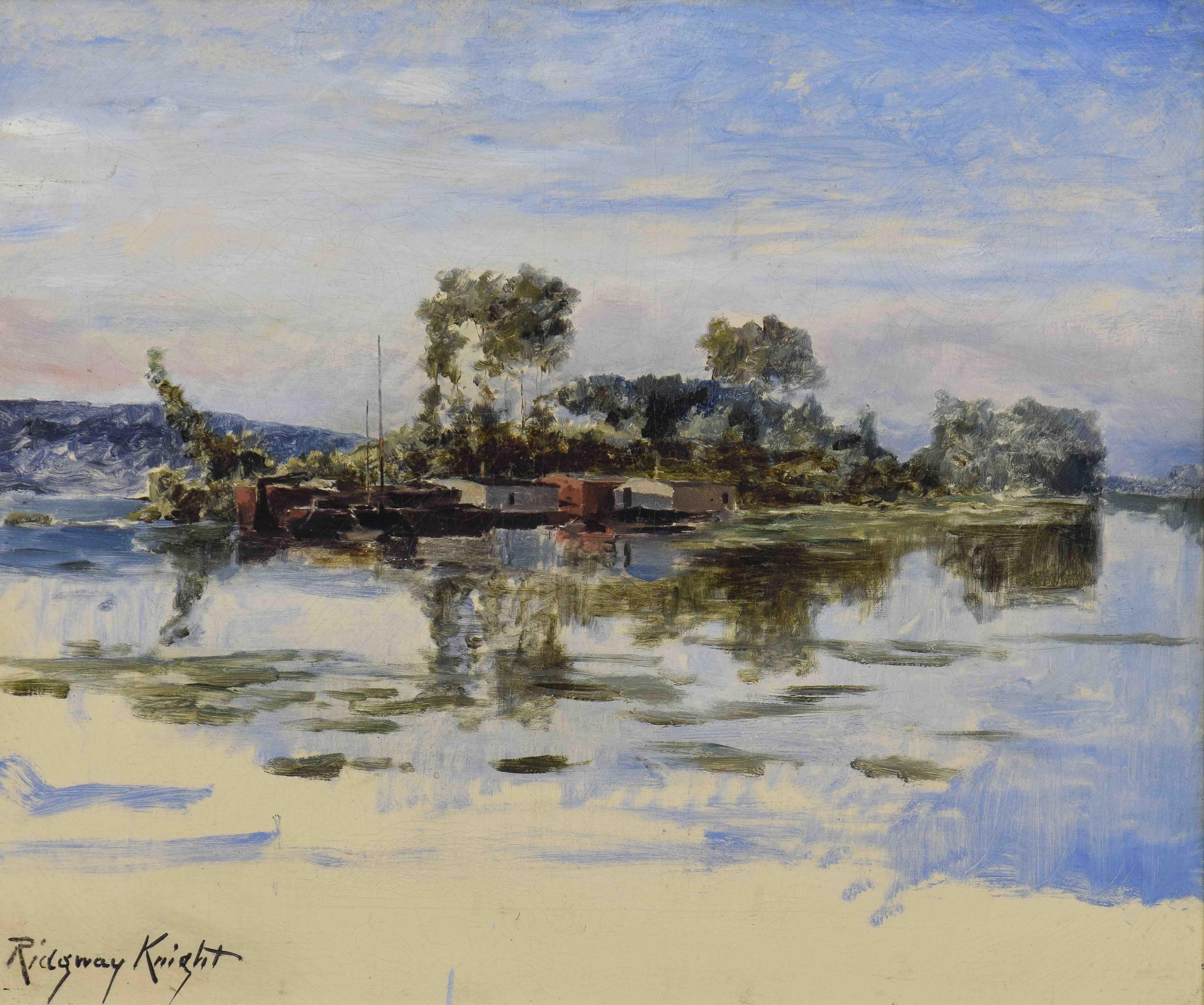 The Island, DANIEL RIDGWAY KNIGHT - American Impressionist, Realism, Landscape,