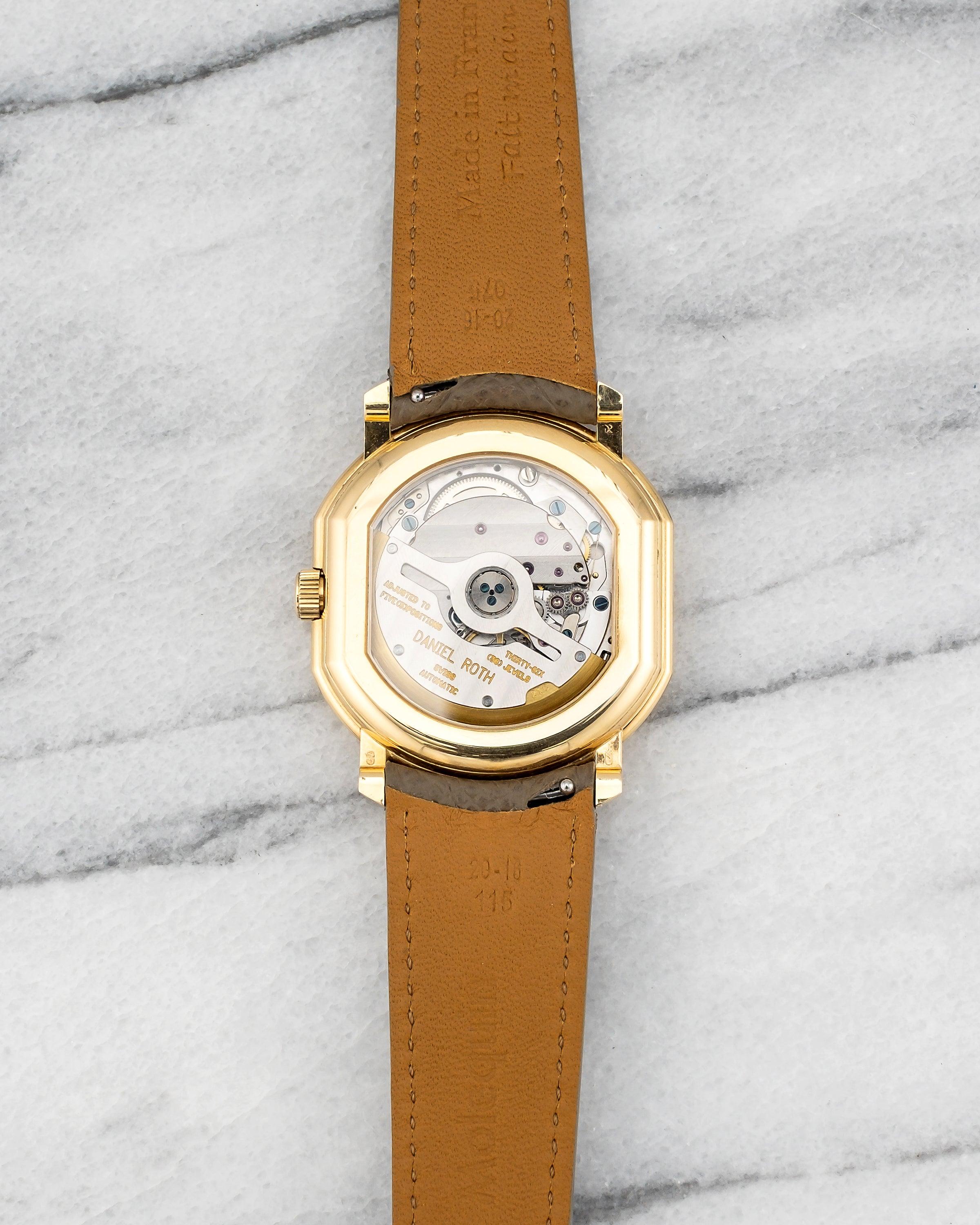 Daniel Roth 2207BB Graues Wandteppich-Zifferblatt Uhr in 18K Gelbgold, 1990er Jahre für Damen oder Herren im Angebot