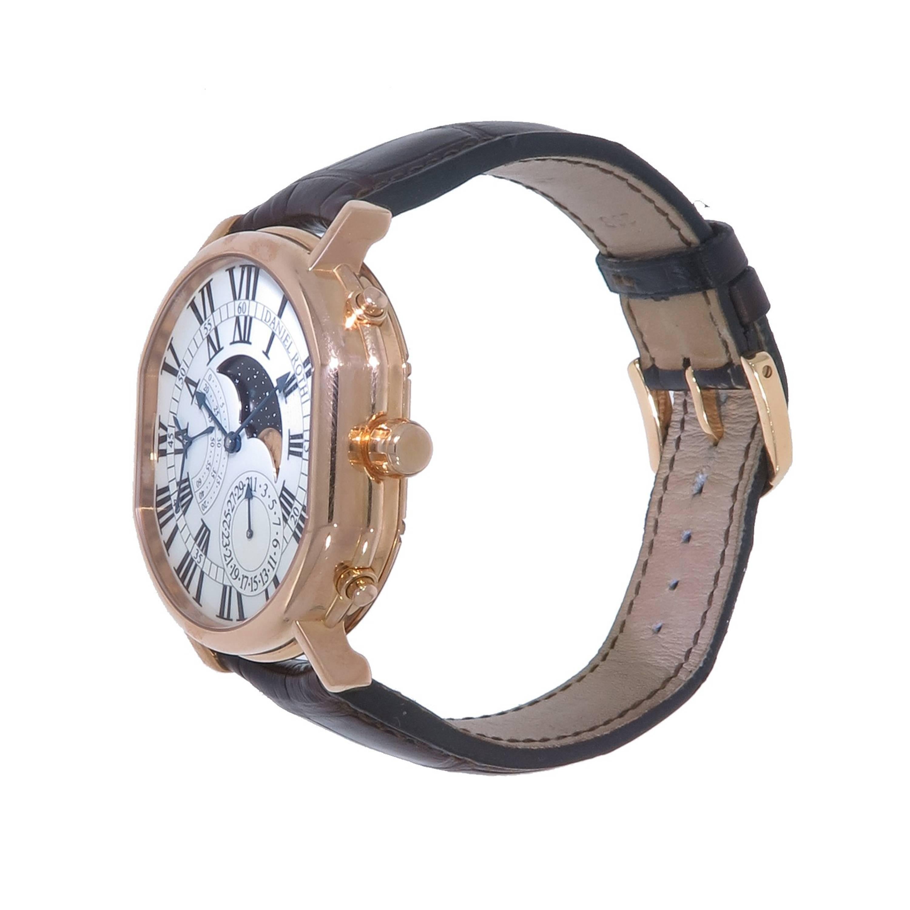 Daniel Roth Rose Gold Athys Moon 2134 manual Wristwatch In Excellent Condition In Greenwich, CT