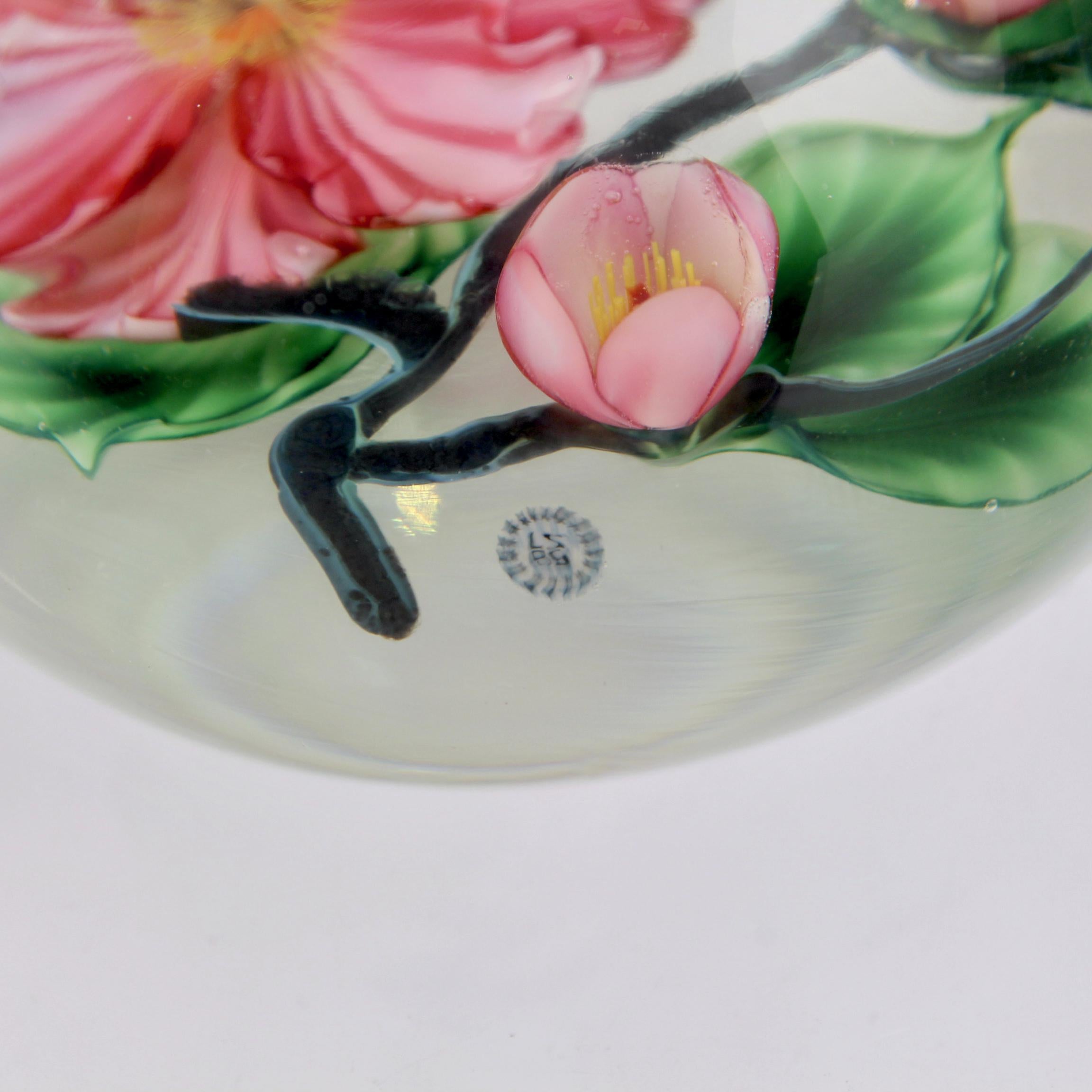 Daniel Salazar Lundberg Studios Cherry Blossom Art Glass Paperweight For Sale 2