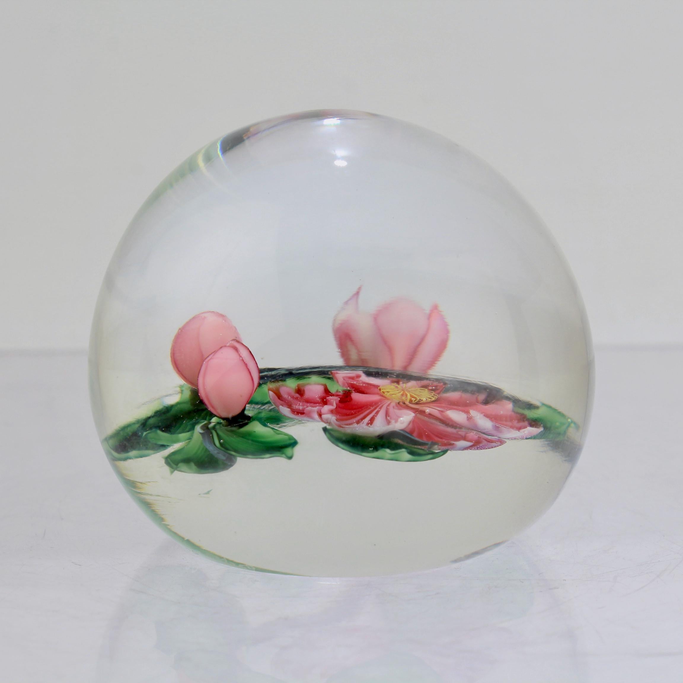 20th Century Daniel Salazar Lundberg Studios Cherry Blossom Art Glass Paperweight For Sale