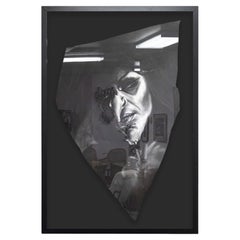 Daniel Samaniego Dark Witch Portrait Graphite & Charcoal Drawing sur papier encadré