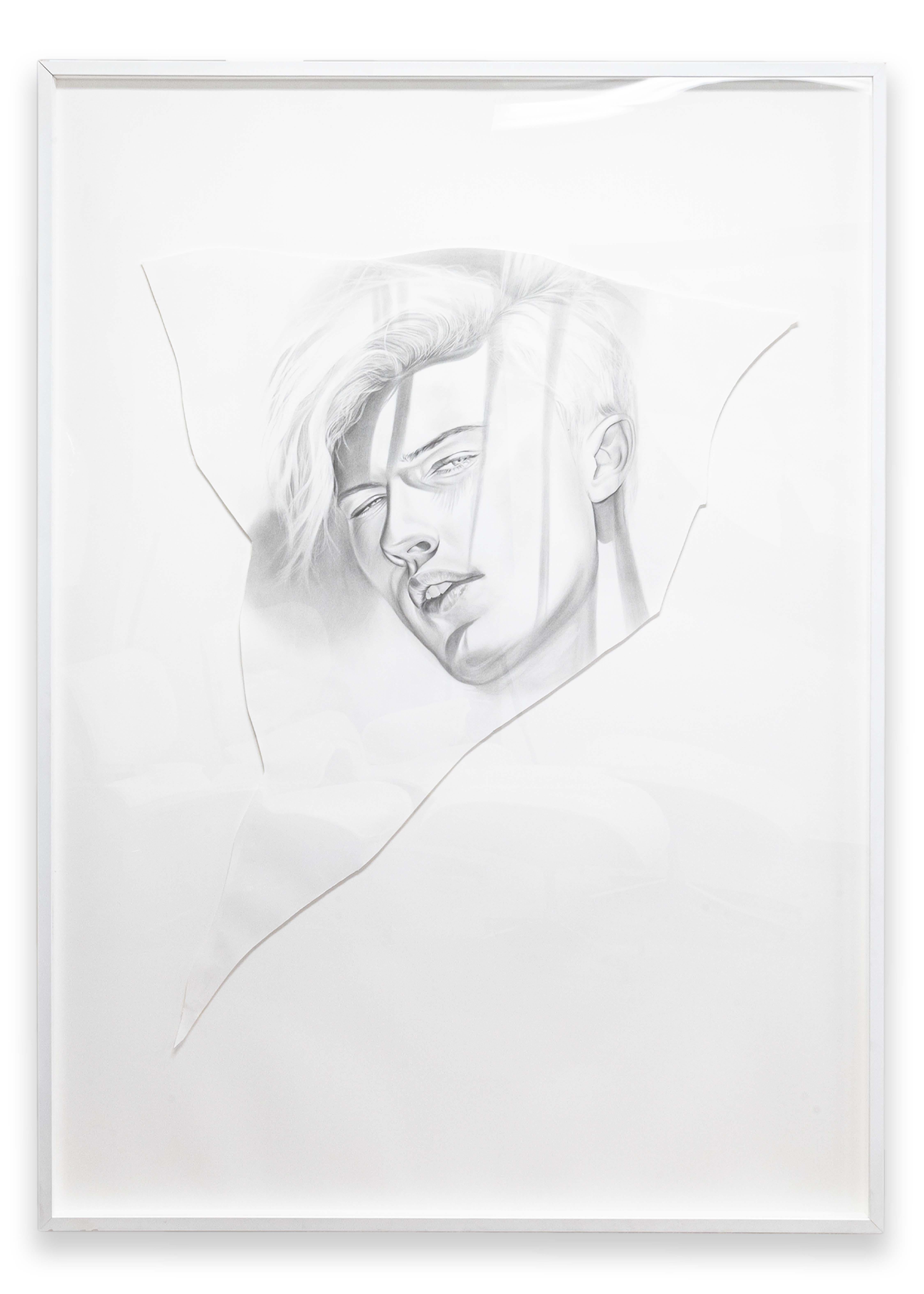 Daniel Samaniego Männliches Porträt I Zeitgenössische Graphit-Zeichnung auf Papier Gerahmt im Angebot 2