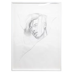 Daniel Samaniego Männliches Porträt I Zeitgenössische Graphit-Zeichnung auf Papier Gerahmt