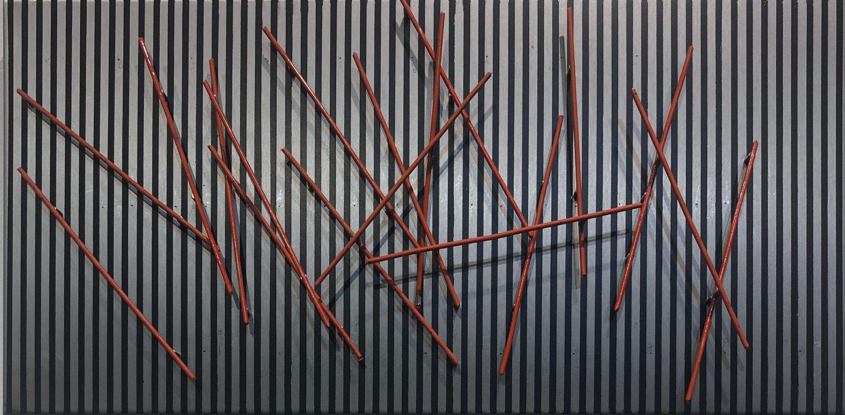 Daniel Samper Abstract Painting - Orange Rods