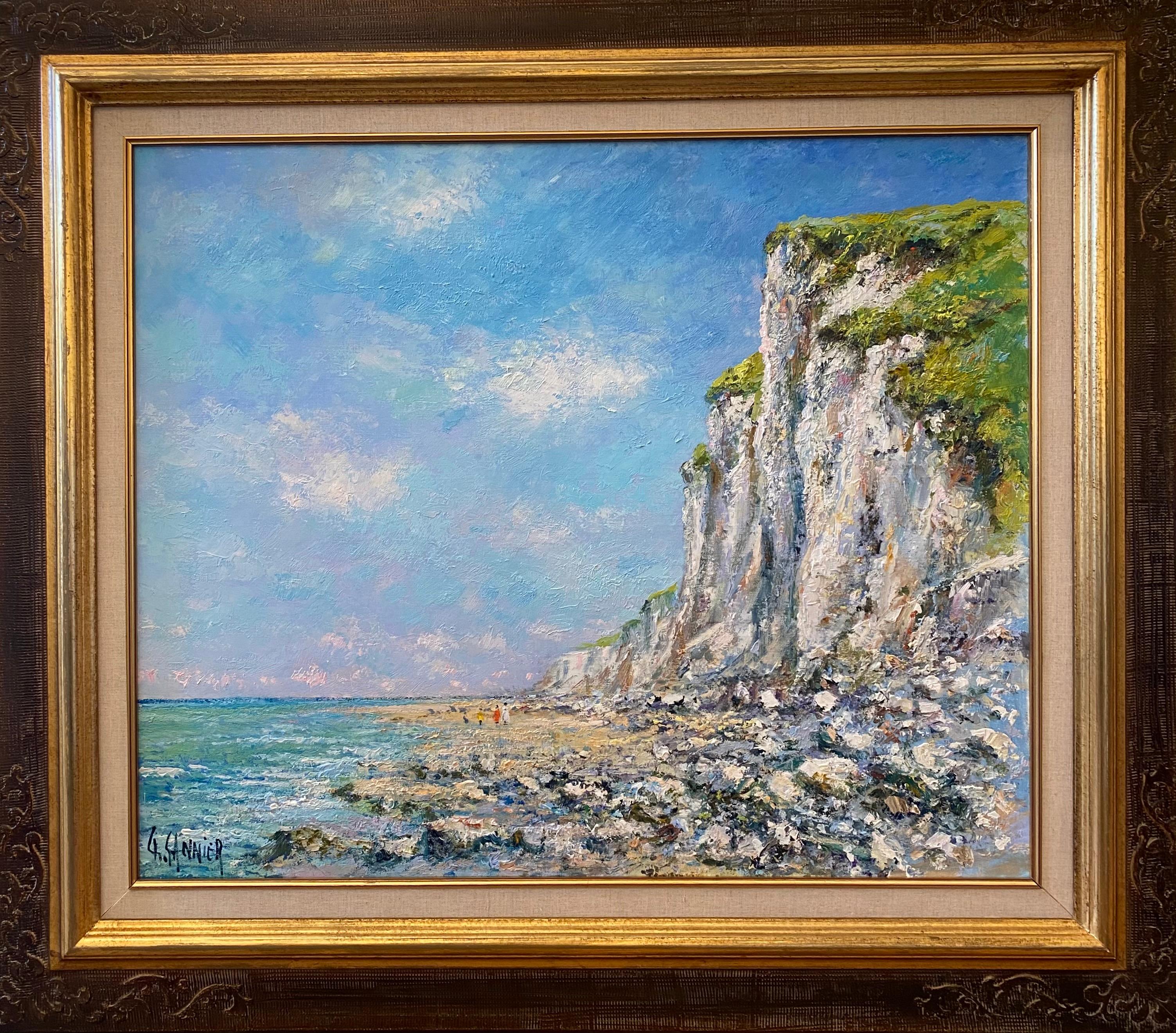 Falaise au Treport - Painting by Daniel Sannier