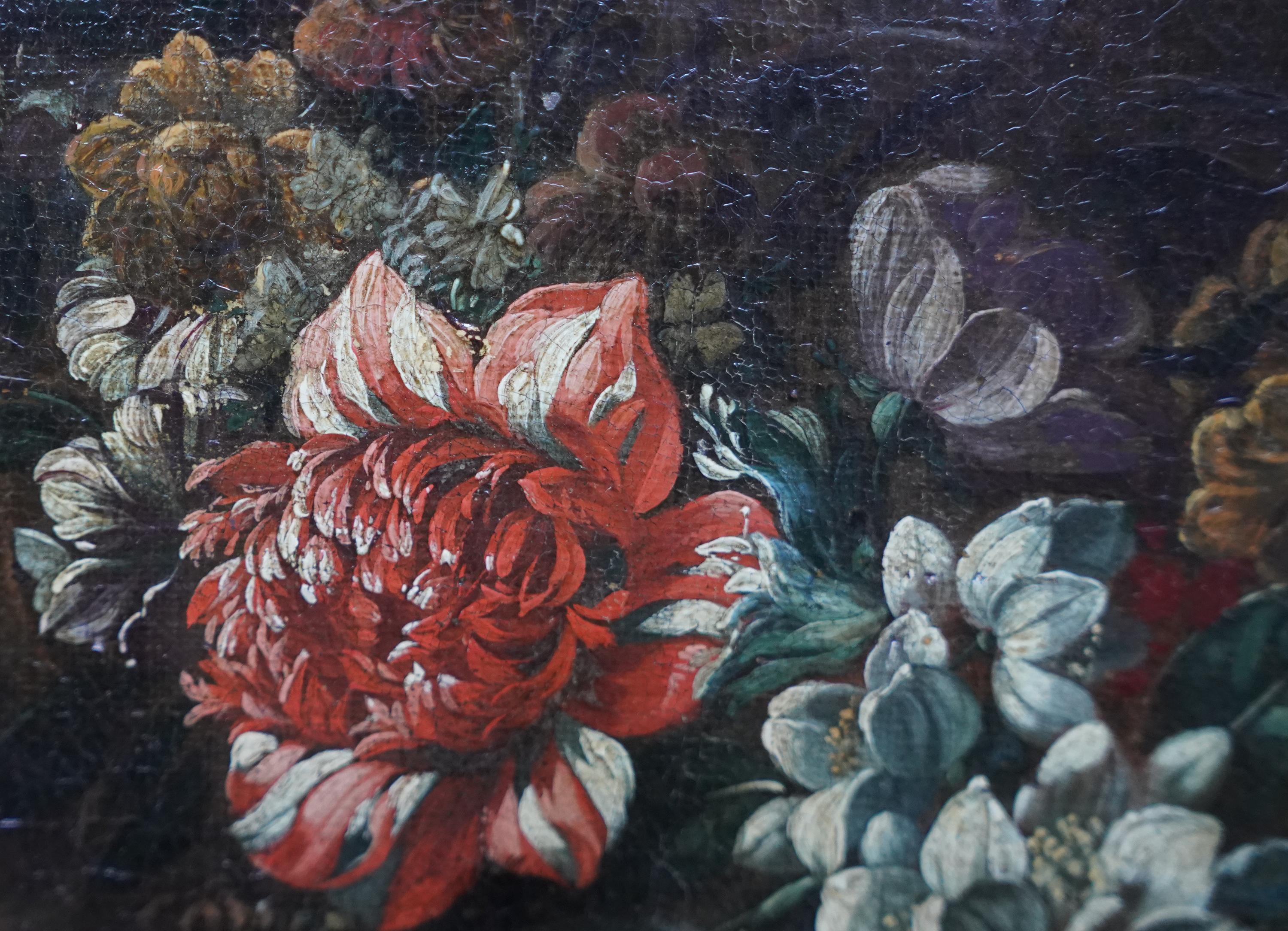 Annunciation Garland-Anhänger – flämisches religiöses Blumengemälde aus dem 17. Jahrhundert im Angebot 5