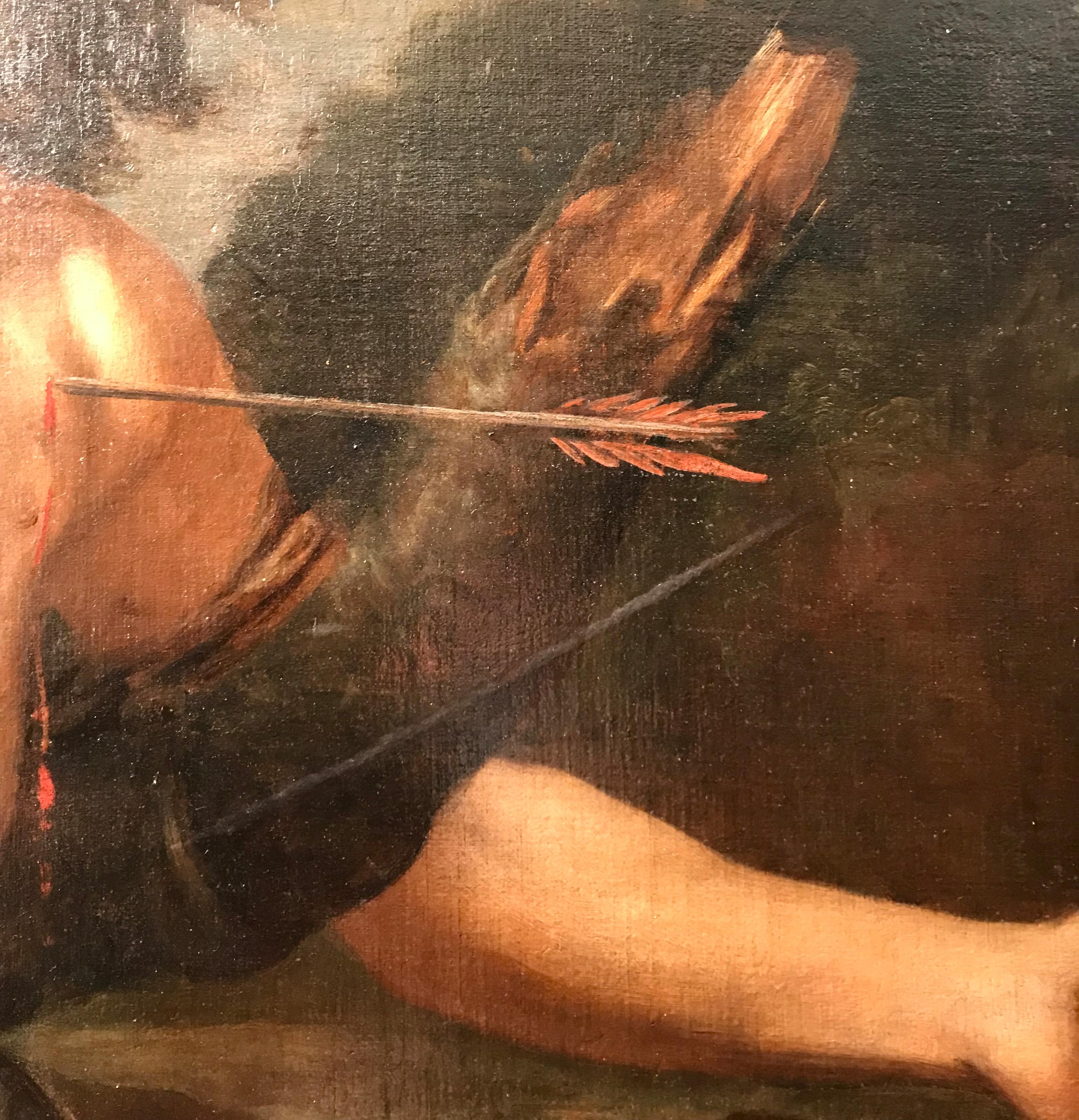 17th-18th Century By Daniel Seiter Saint Sebastian Oil on Canvas 3