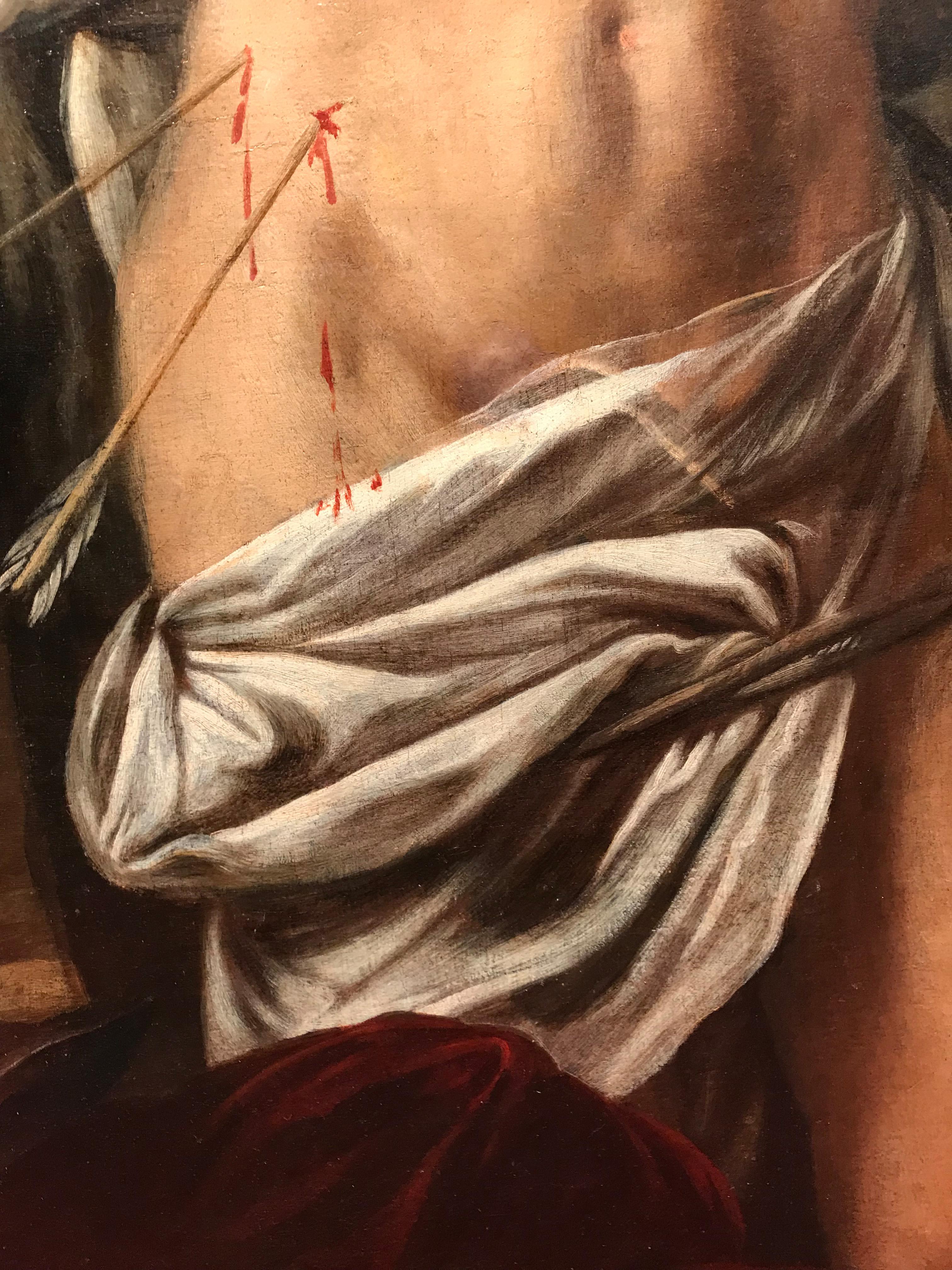 17th-18th Century By Daniel Seiter Saint Sebastian Oil on Canvas - Black Figurative Painting by Daniel Seiter known as Daniele Fiammingo (Vienna 1647 - Turin 1705)