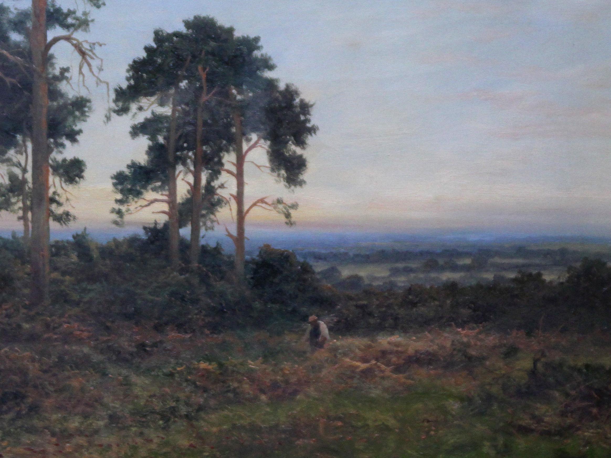 Close of Day - British 1900 Arte victoriano pinos paisaje pintura al óleo - Painting Realista de Daniel Sherrin