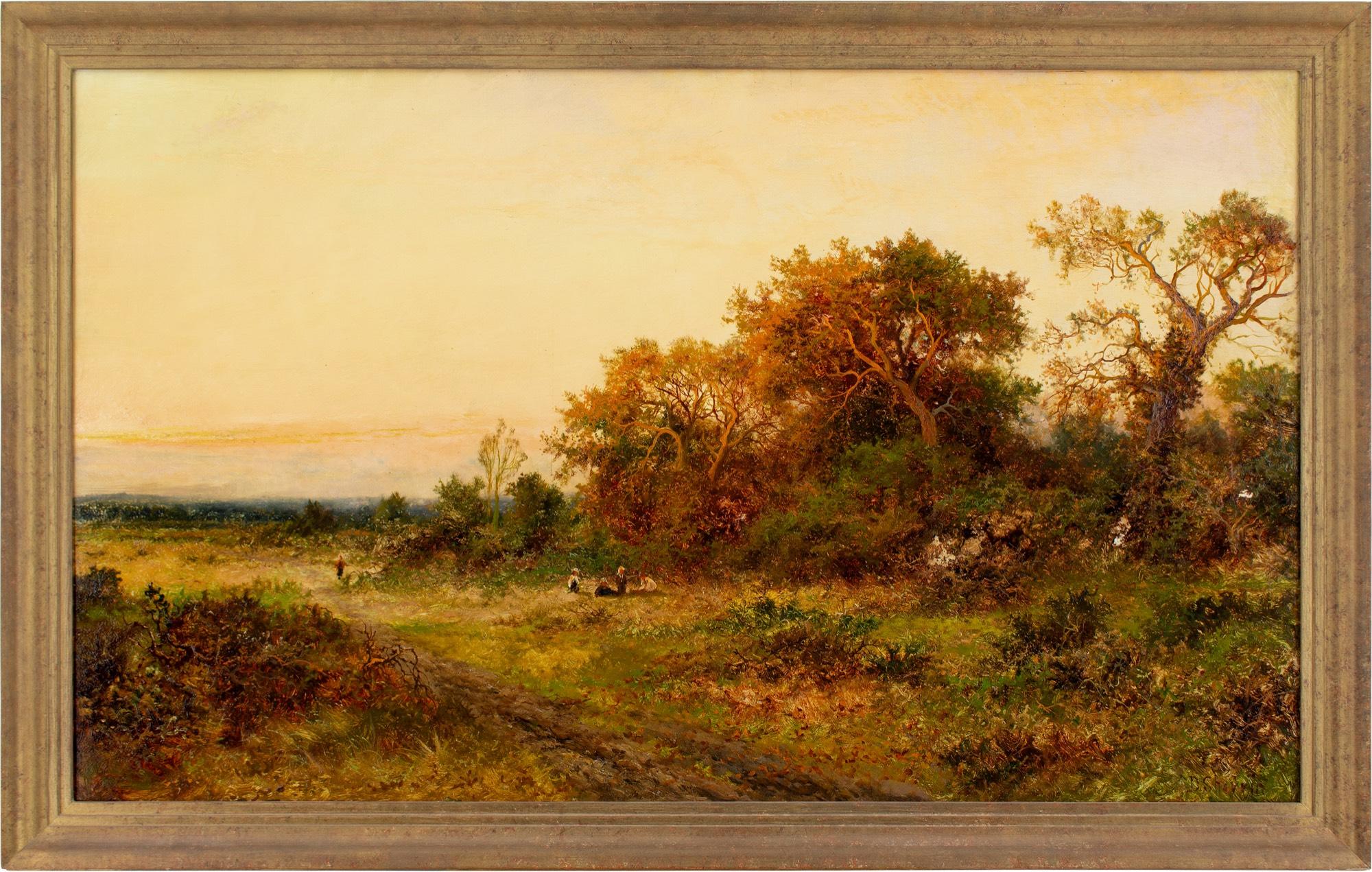 Cette peinture à l'huile automnale du début du XXe siècle, réalisée par l'artiste britannique Daniel Sherrin (1869-1940), représente un paysage de lande accidenté sous la lueur du soleil couchant.

Sherrin était un peintre accompli de paysages et de
