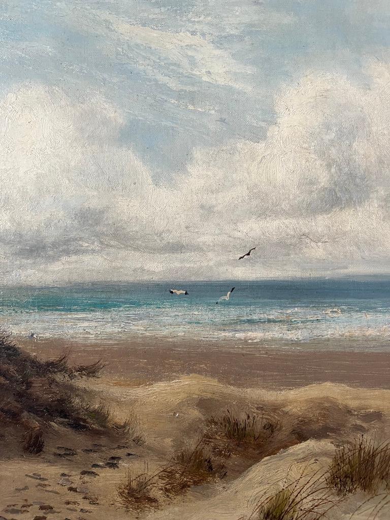 Daniel Sherrin Original Victorian oil painting of a beach landscape For Sale 3
