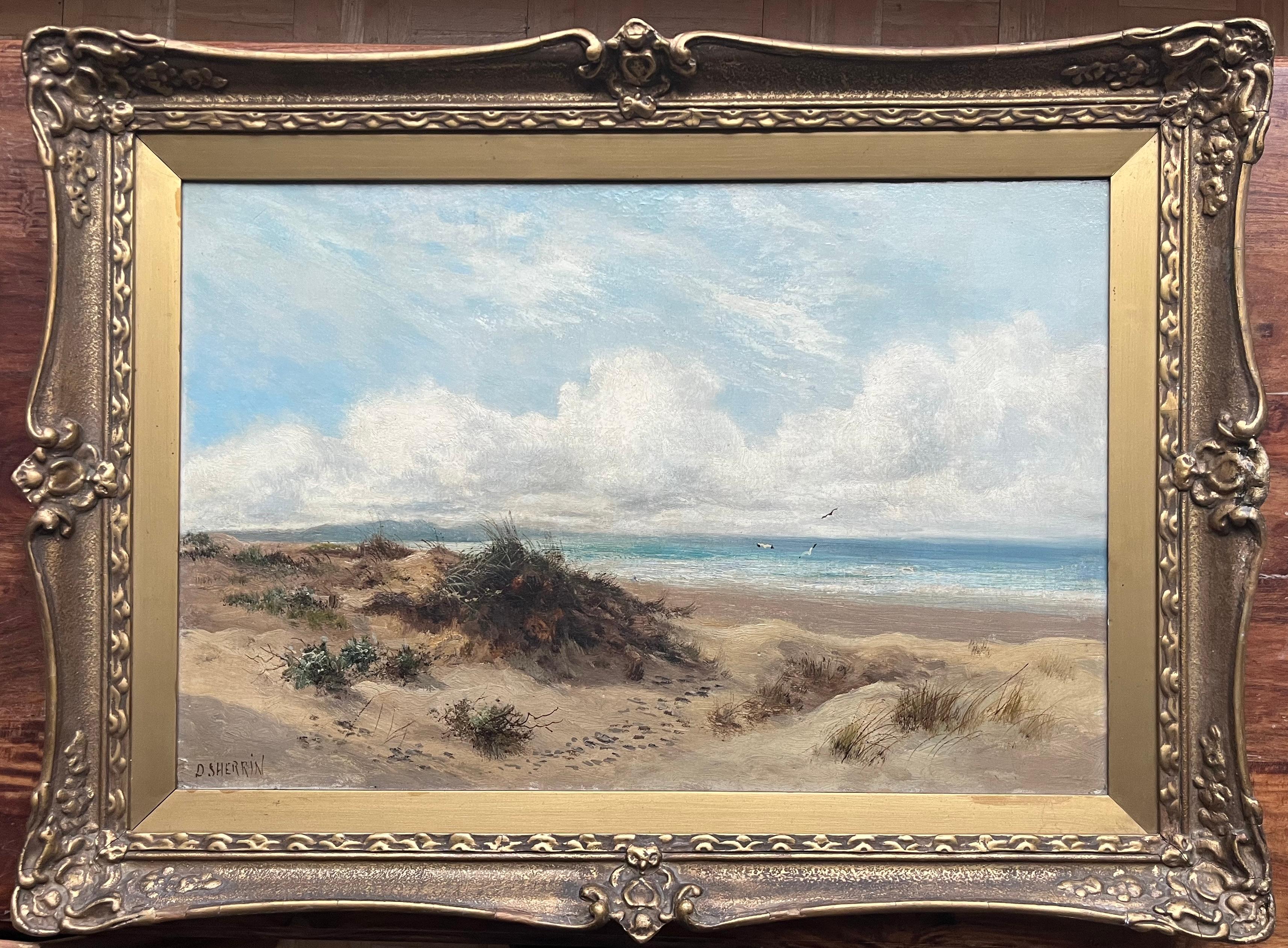 Daniel Sherrin Original Victorian oil painting of a beach landscape For Sale 7