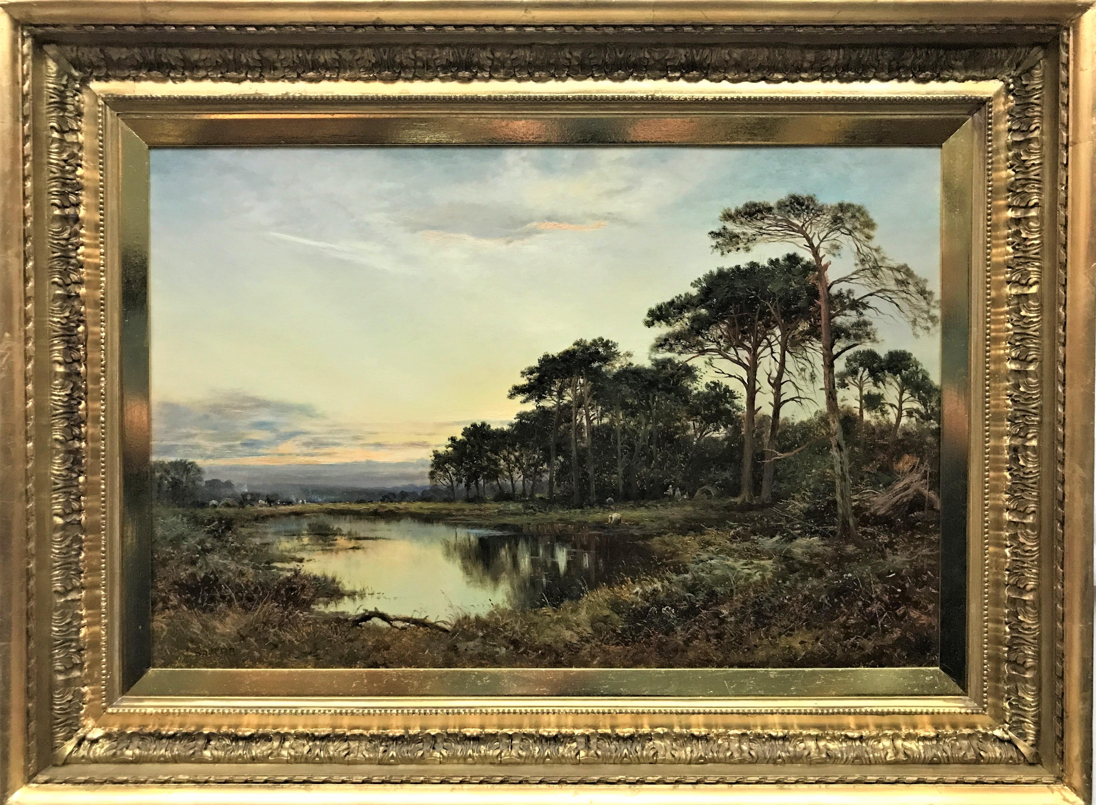 Abend auf einem Surrey Common, Original-Ölgemälde auf Leinwand, britische realistische Landschaft – Painting von Daniel Sherrin