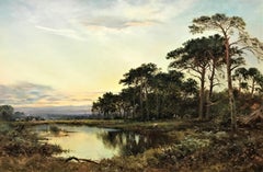 Evening on a Surrey Common, original oil on canvas, British realist landscape