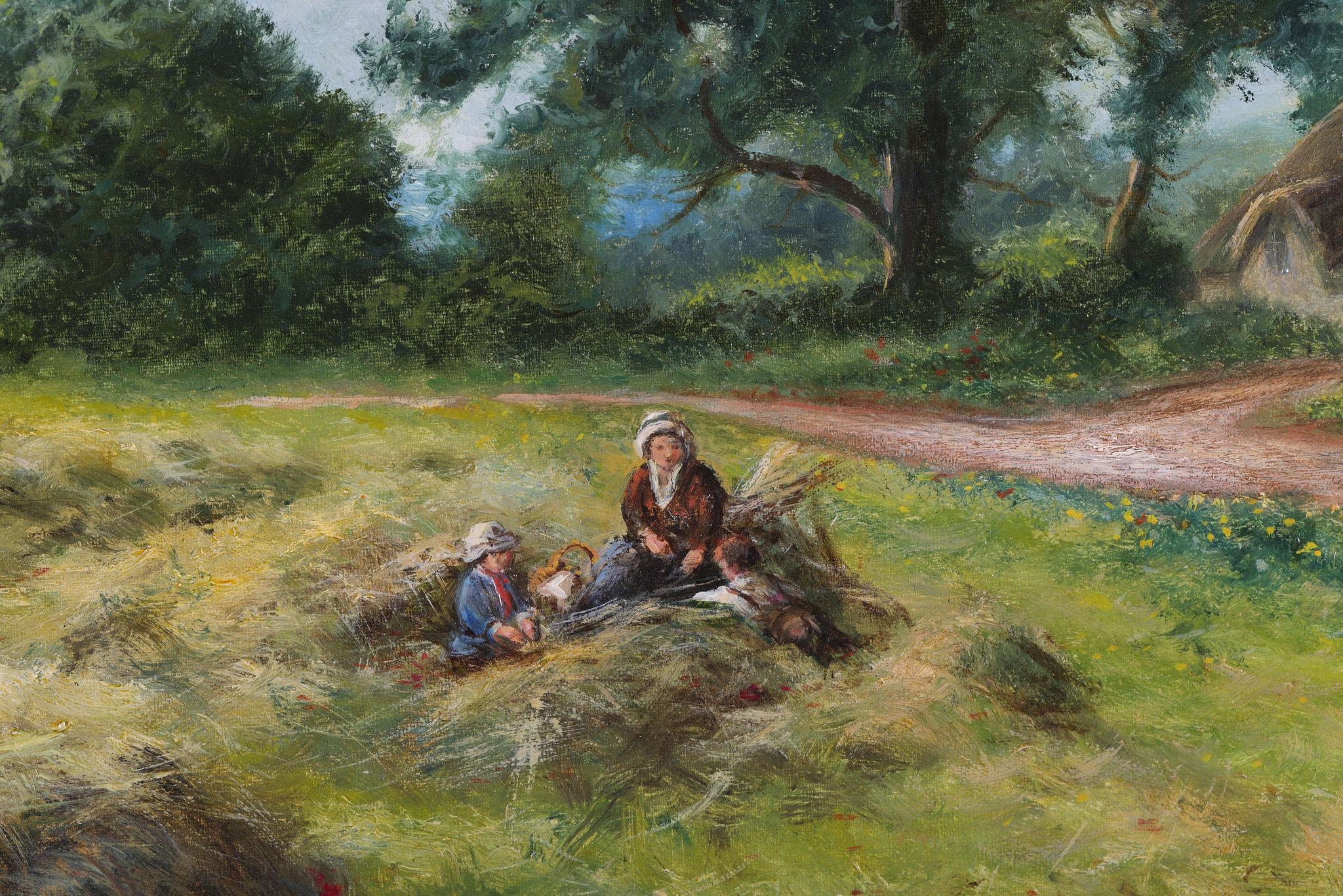Raccolta nel Surrey'. Un dipinto a olio antico incorniciato in vendita 1