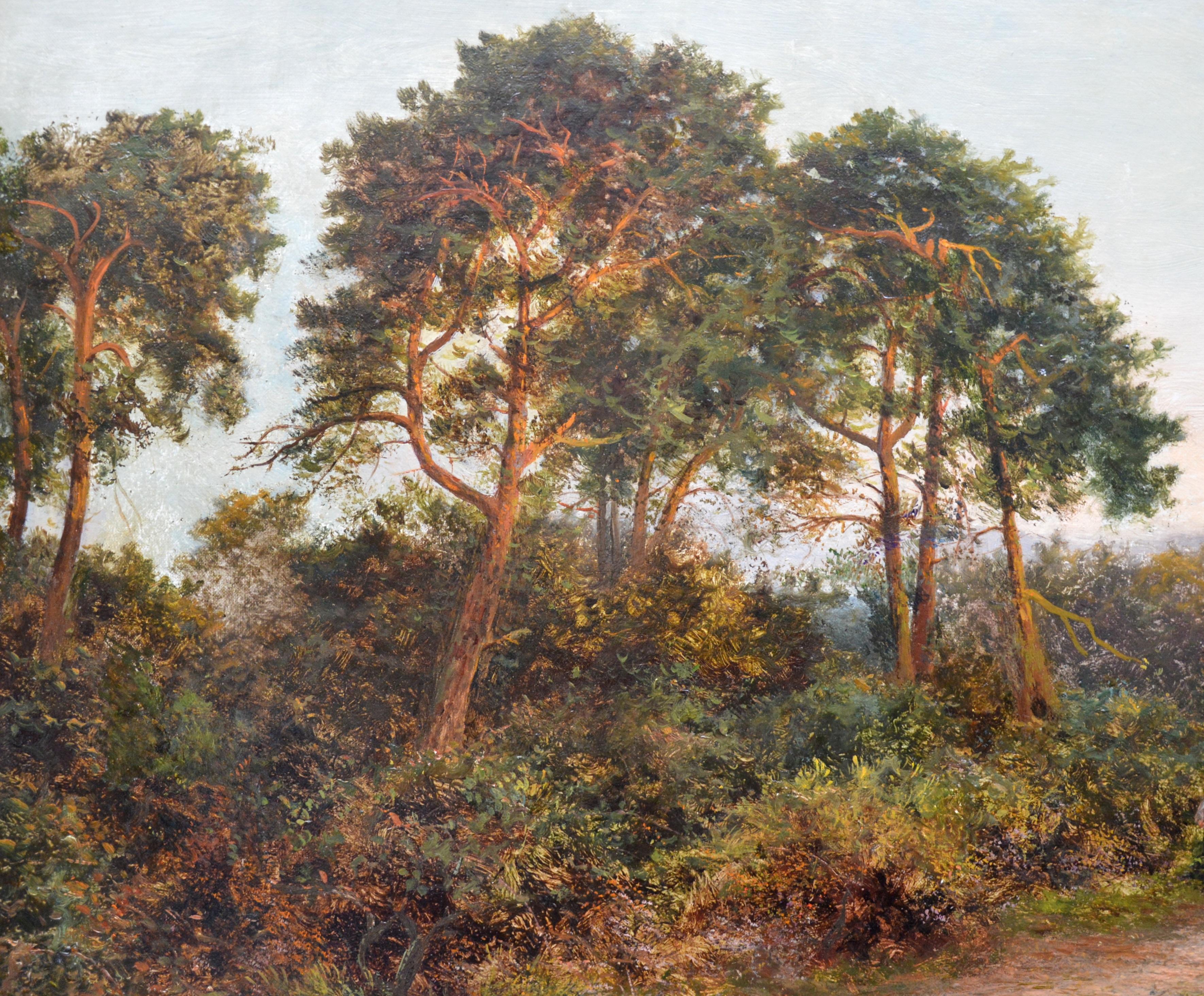 King's Wood, Kent - Large 19th Century English Landscape Oil Painting  - Brown Figurative Painting by Daniel Sherrin