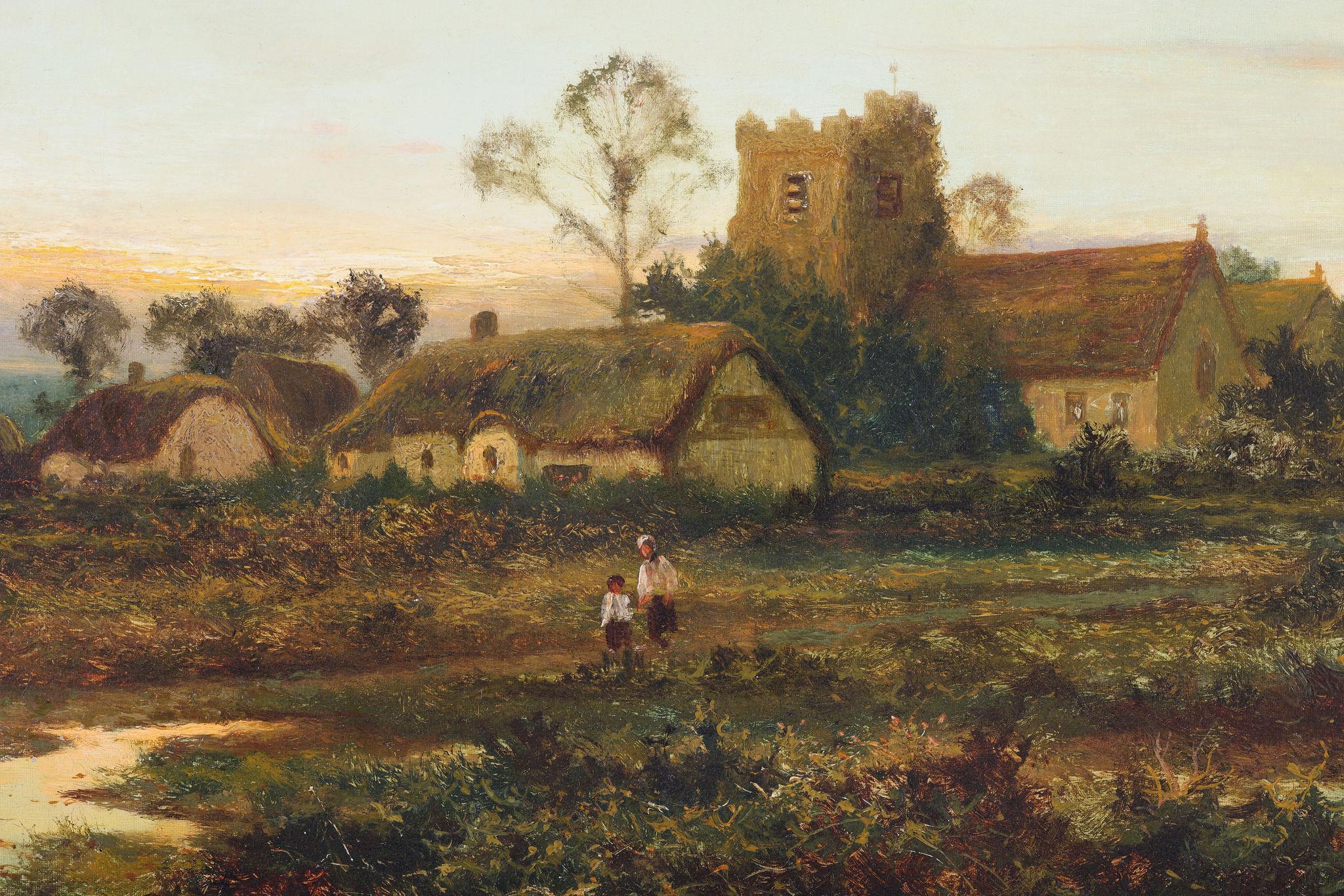 Le chemin du village après la pluie - Painting de Daniel Sherrin