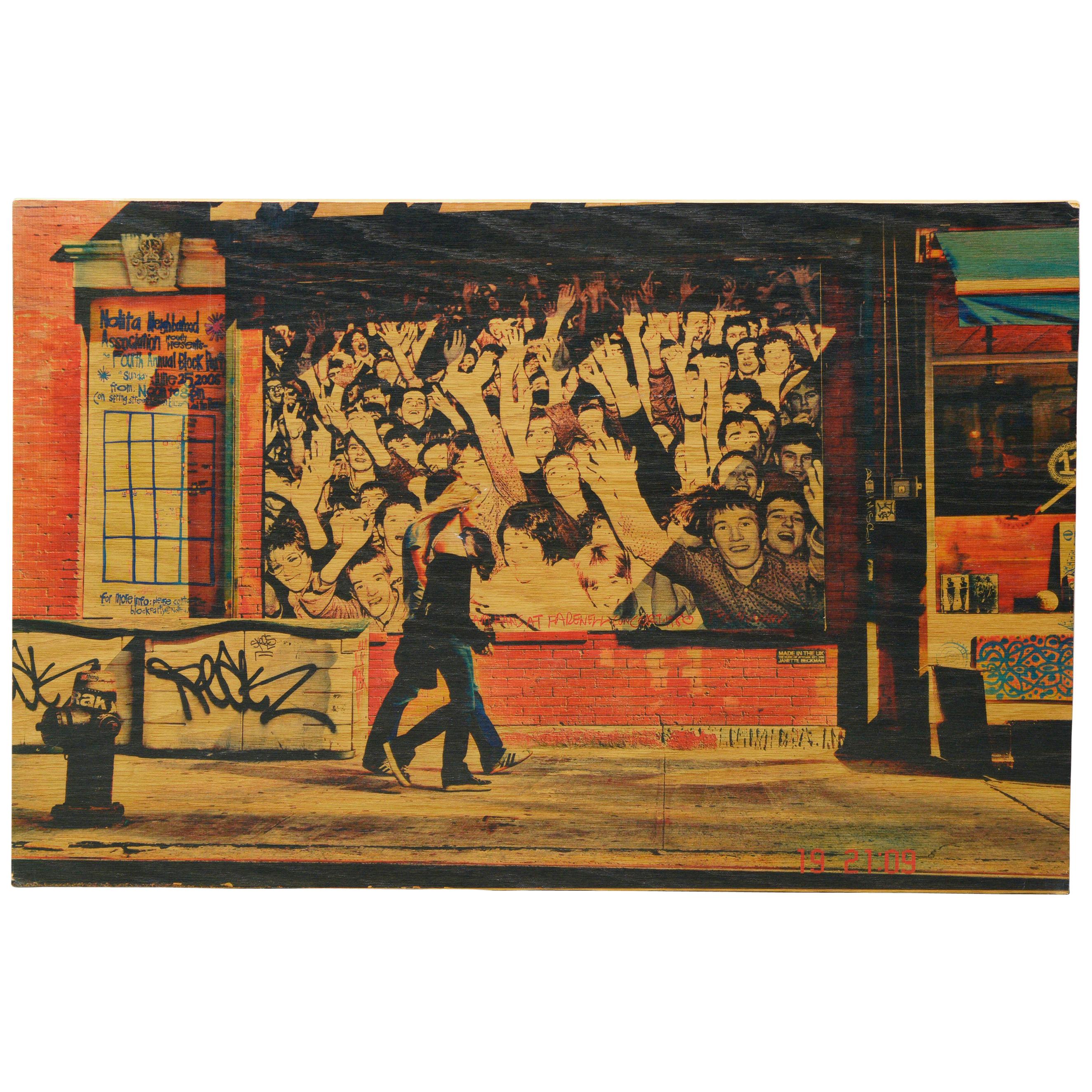 Daniel Siboni "Sidewalk" Street Art, Large Photo on Wood Print