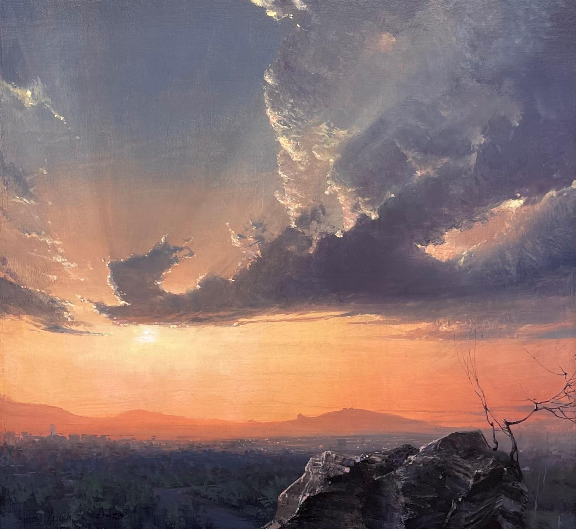 Landscape Painting Daniel Sprick - « Sunset Limited », peinture à l'huile