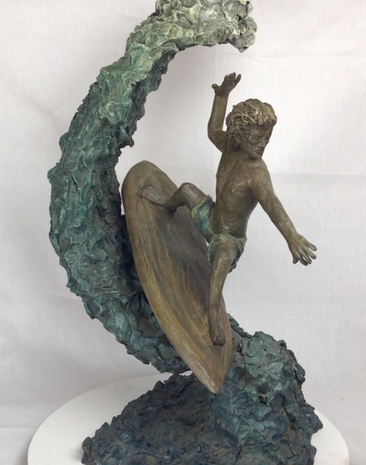 Daniel Stern Figurative Sculpture - Surfing the Wave
