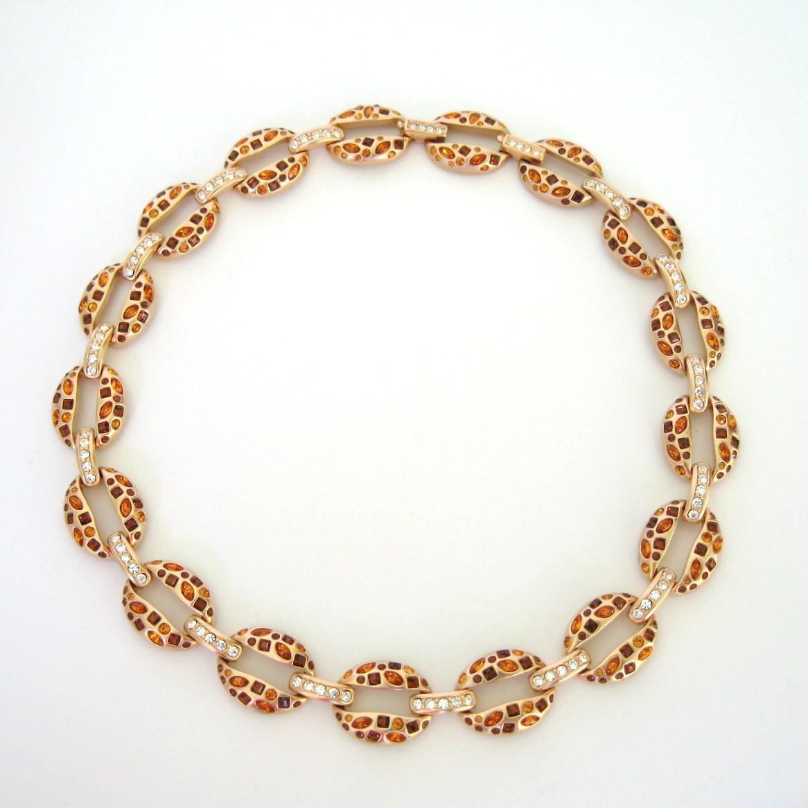 Women's  Daniel Swarovski Amber & Clear Crystal Necklace New, Never Worn 1980s For Sale