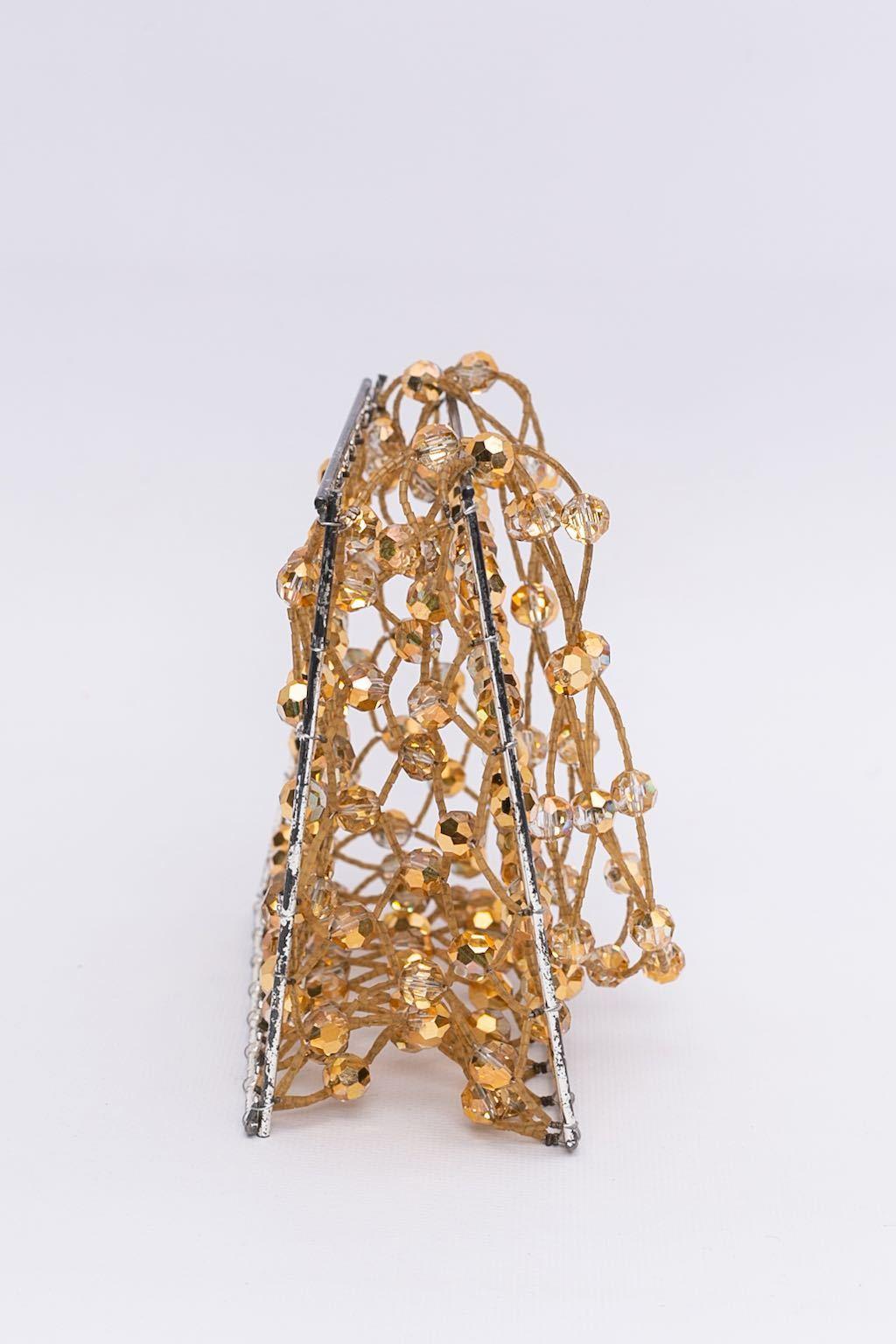 Beige Daniel Swarovski beads bag (No signature) For Sale