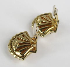 Daniel Swarovski, boucles d'oreilles en coquillage incrustées de cristal, neuves, jamais portées, années 1980