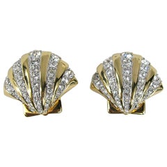  Daniel Swarovski Crystal Encrusted Shell earrings New, Never Worn 1980s