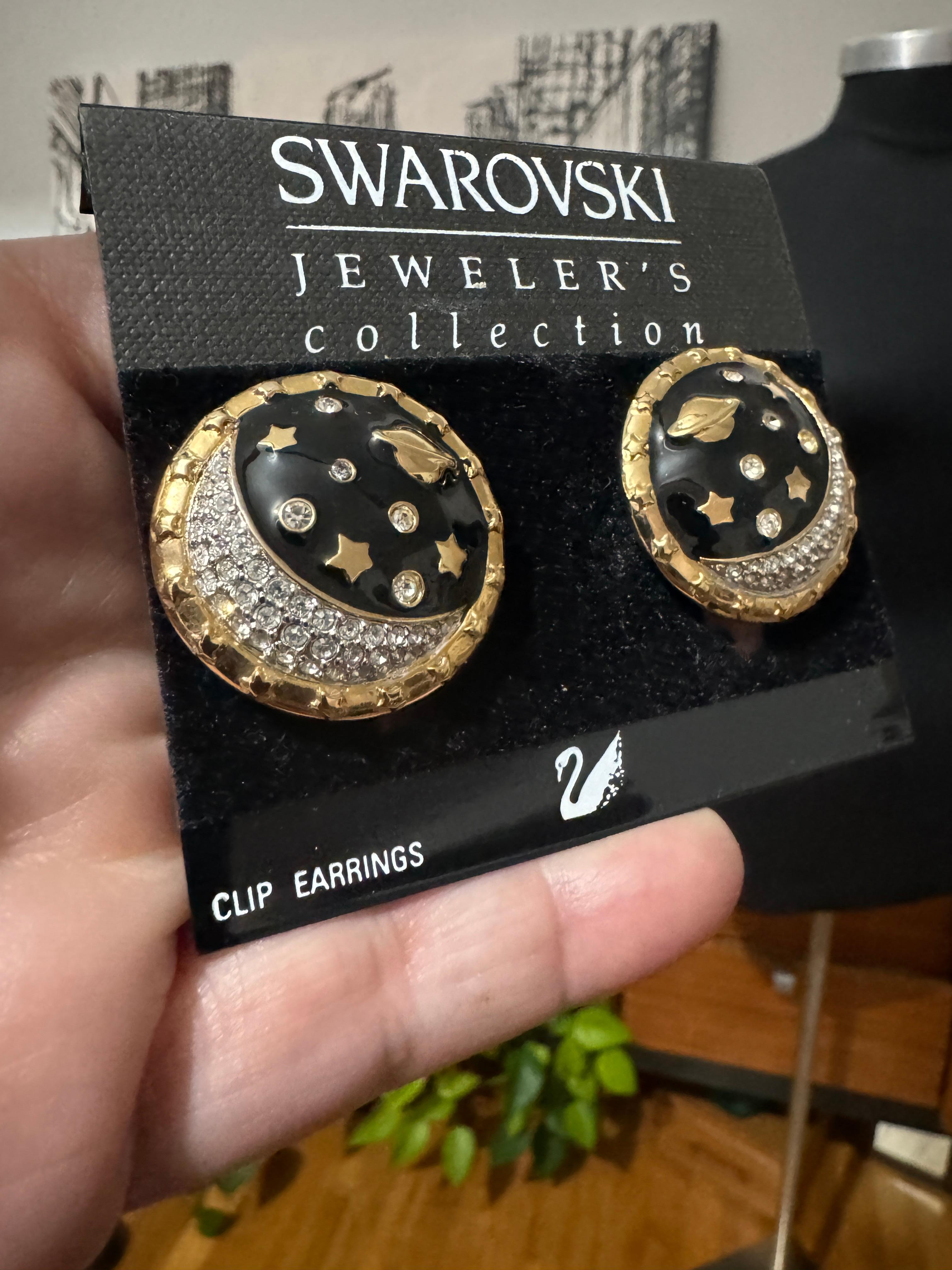 Daniel Swarovski Orecchini con lunetta in cristallo mai indossati in vendita 5