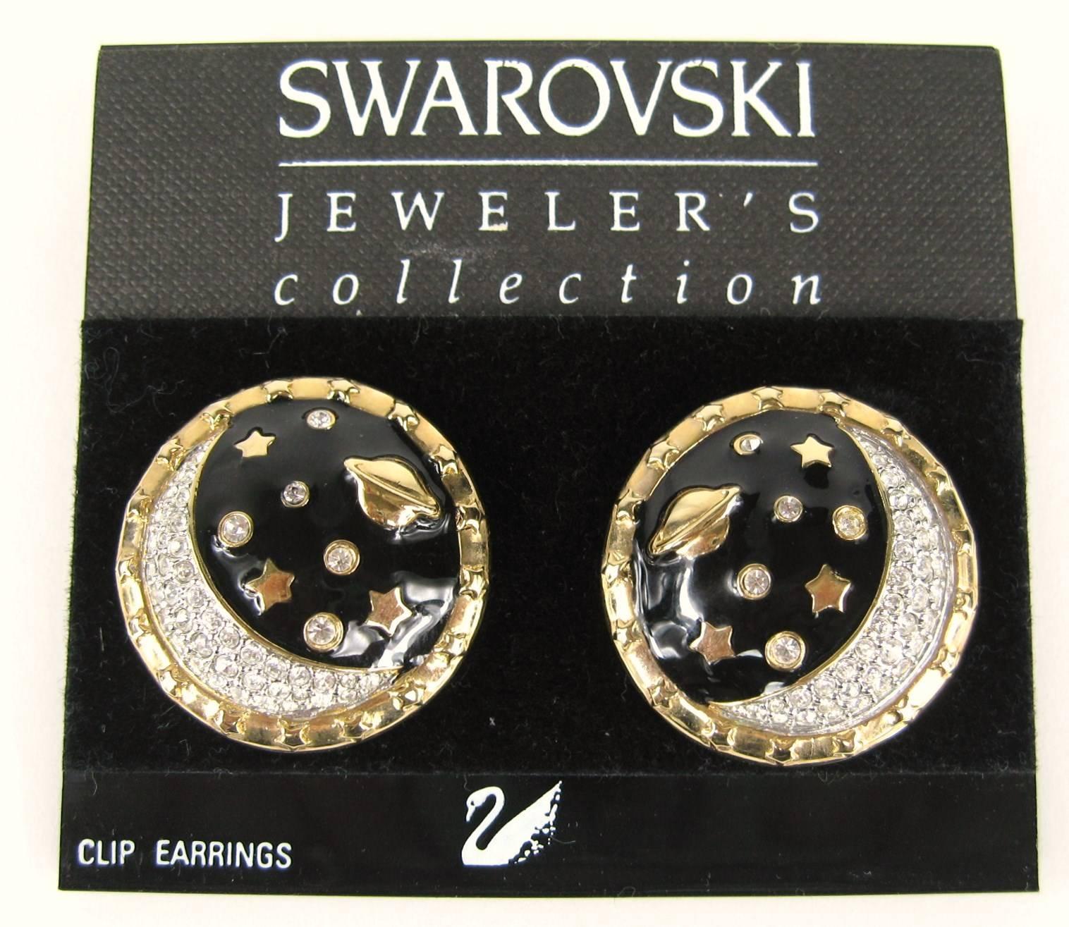 Pair of Jewelers Collections earrings from Swarovski. New old stock, Never worn. Measure 1.15 in. or 29.30 mm. These are Clip on's. This is out of a massive collection of Hopi, Zuni, Navajo, Southwestern, sterling silver, costume jewelry and fine