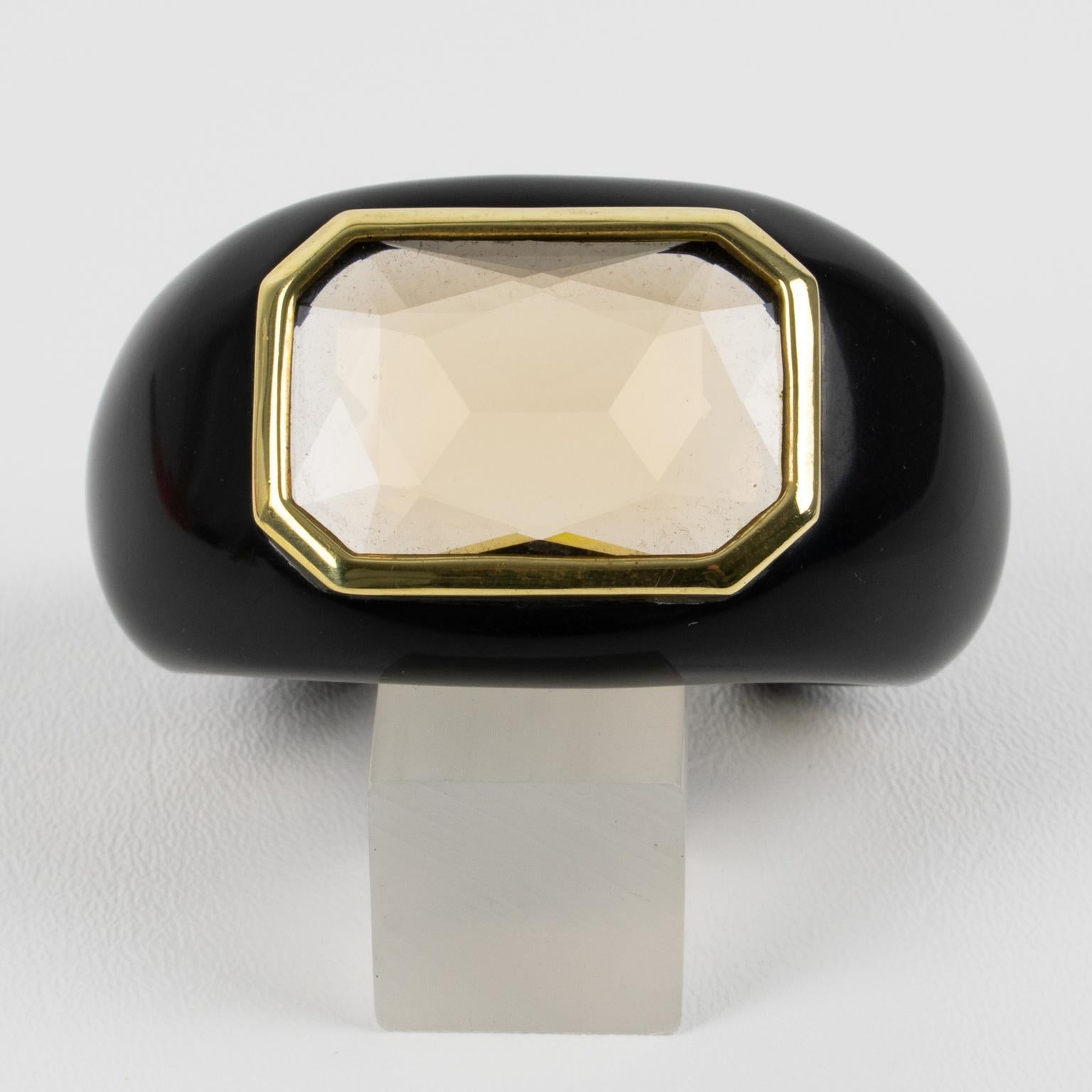 Daniel Swarovski Resin Bracelet with Massive Amber Cut Rhinestone For Sale 2