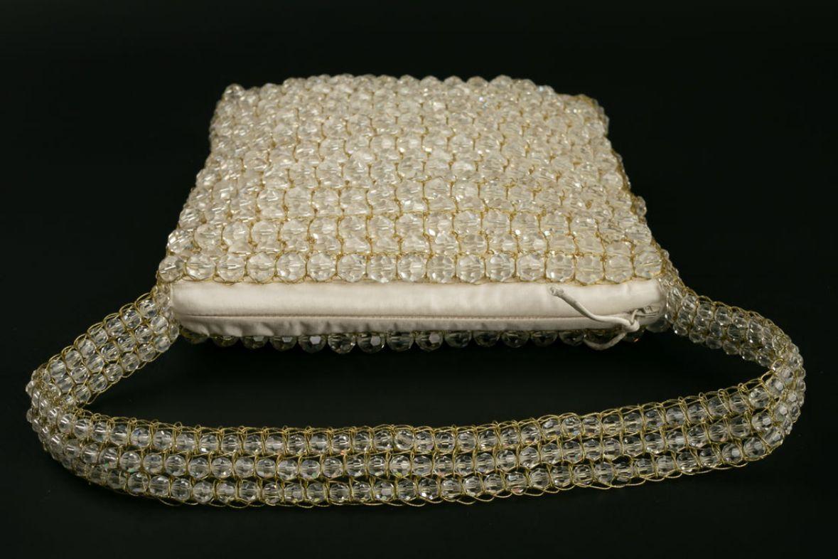 Daniel Swarovski Evening Bag with Pearls and Silk In Excellent Condition For Sale In SAINT-OUEN-SUR-SEINE, FR