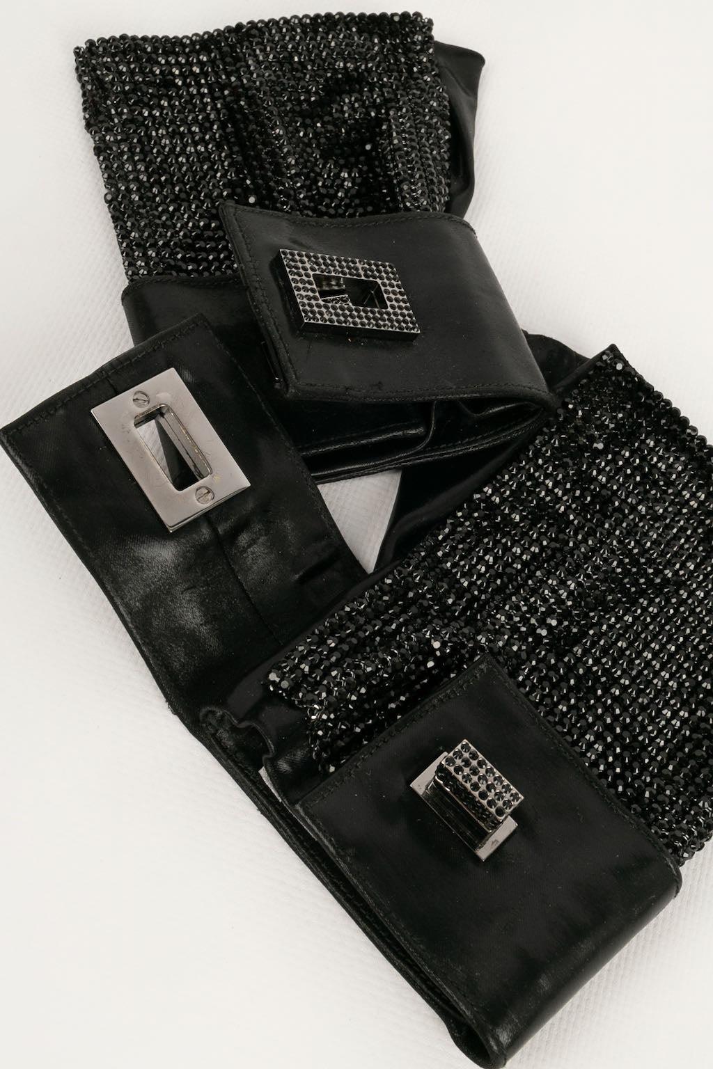 Women's Daniel Swarovski Leather Mittens For Sale
