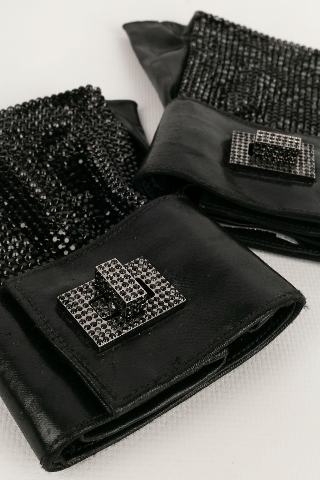 Daniel Swarovski Leather Mittens For Sale 1
