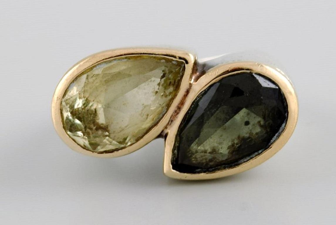 Modern Daniel Swarovski, Paris, Large Ring in Silver and 18 Carat Gold, Late 20th C For Sale
