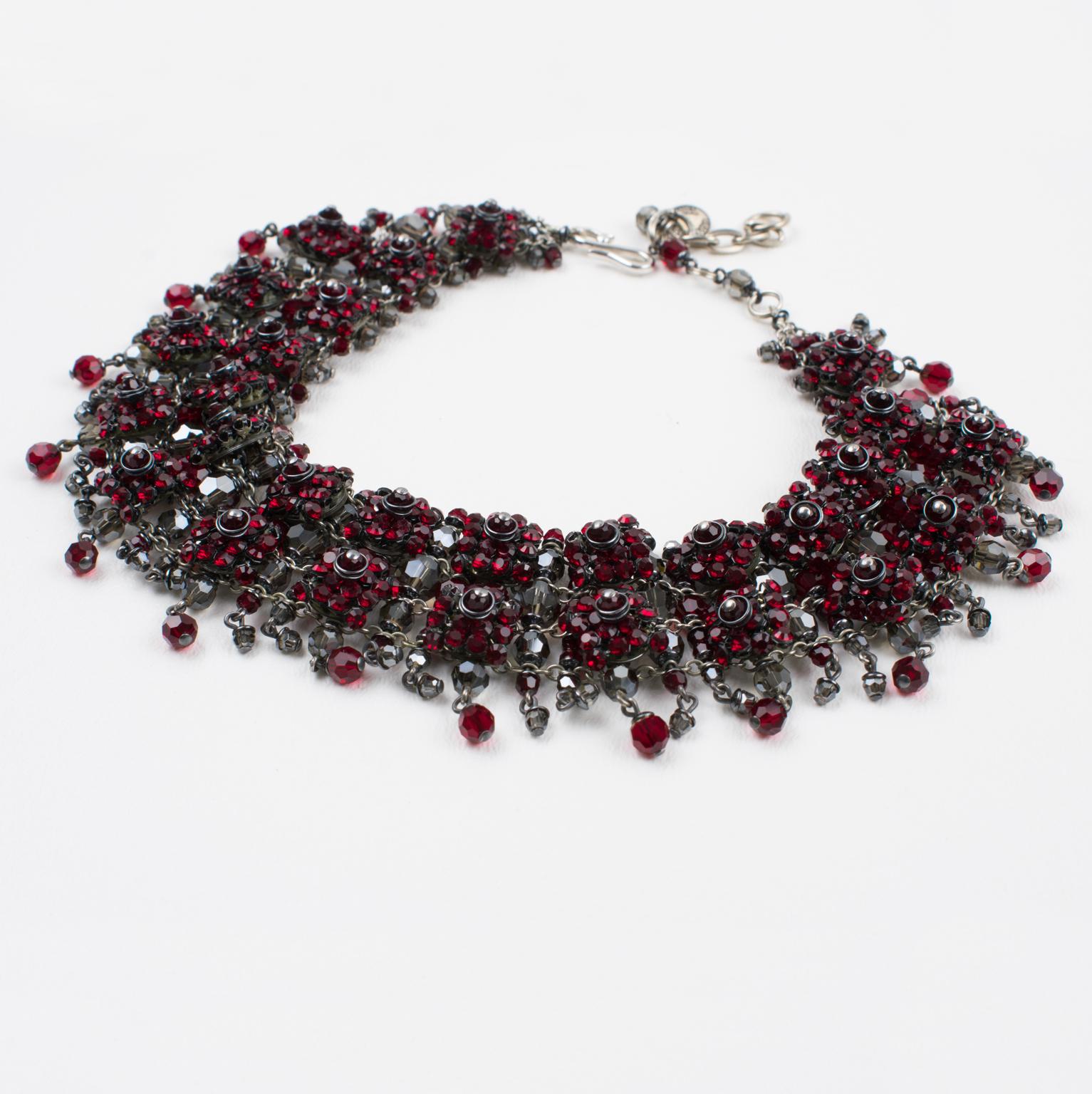 Daniel Swarovski Paris Victorian-Inspired Red Crystal Choker Necklace For Sale 3