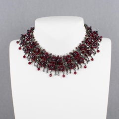 Daniel Swarovski Paris Collar gargantilla de cristal rojo inspirado en la época victoriana