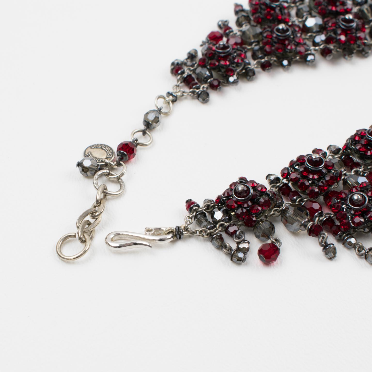 Daniel Swarovski Paris Victorian-Inspired Red Crystal Choker Necklace In Excellent Condition For Sale In Atlanta, GA