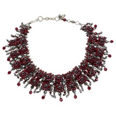 Vintage Daniel Swarovski Paris Victorian-Inspired Red Crystal Choker Necklace