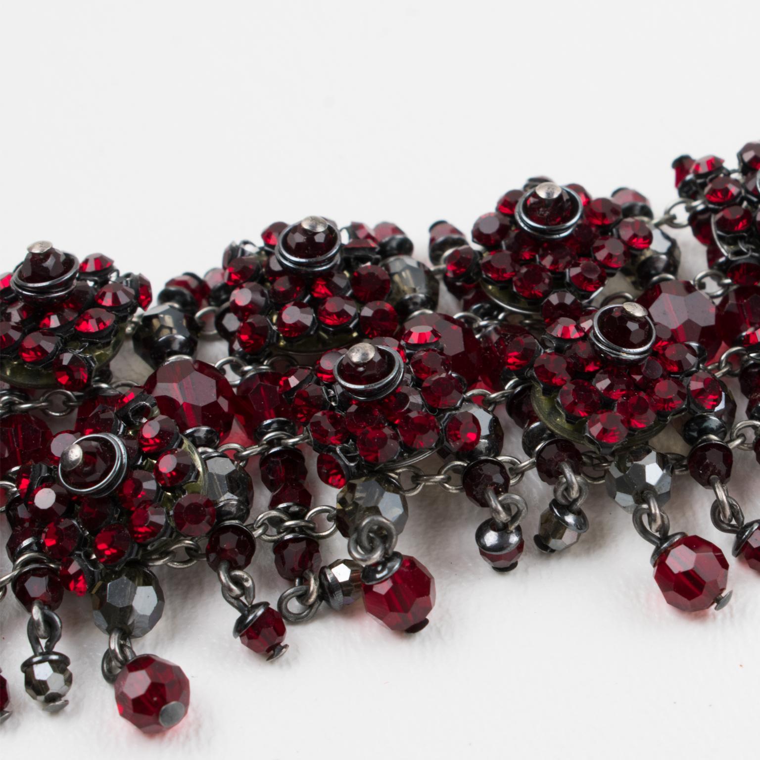 Daniel Swarovski Paris Victorian-Inspired Ruby Red Crystal Link Bracelet For Sale 2