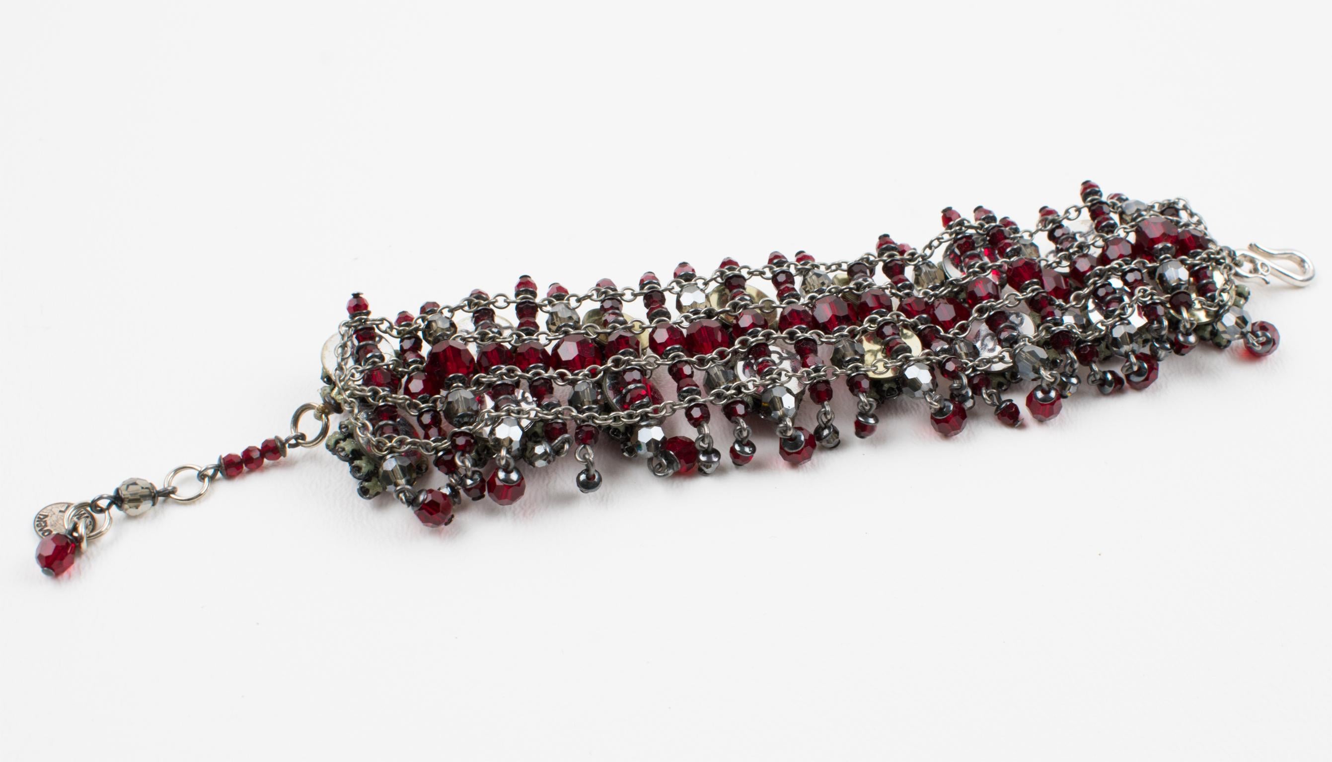 Daniel Swarovski Paris Victorian-Inspired Ruby Red Crystal Link Bracelet For Sale 3