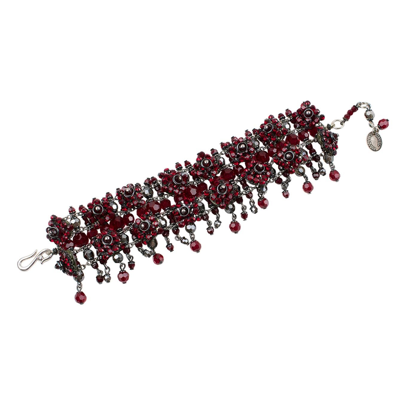 Daniel Swarovski Paris Victorian-Inspired Ruby Red Crystal Link Bracelet For Sale