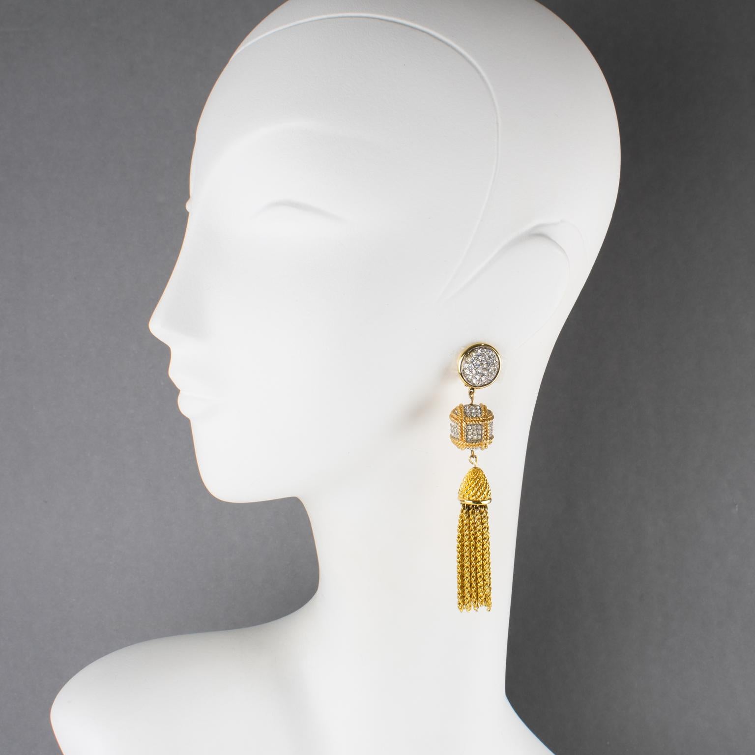Daniel Swarovski Schwan Mark Vergoldetes Metall Jewell Clip Ohrringe (Moderne) im Angebot