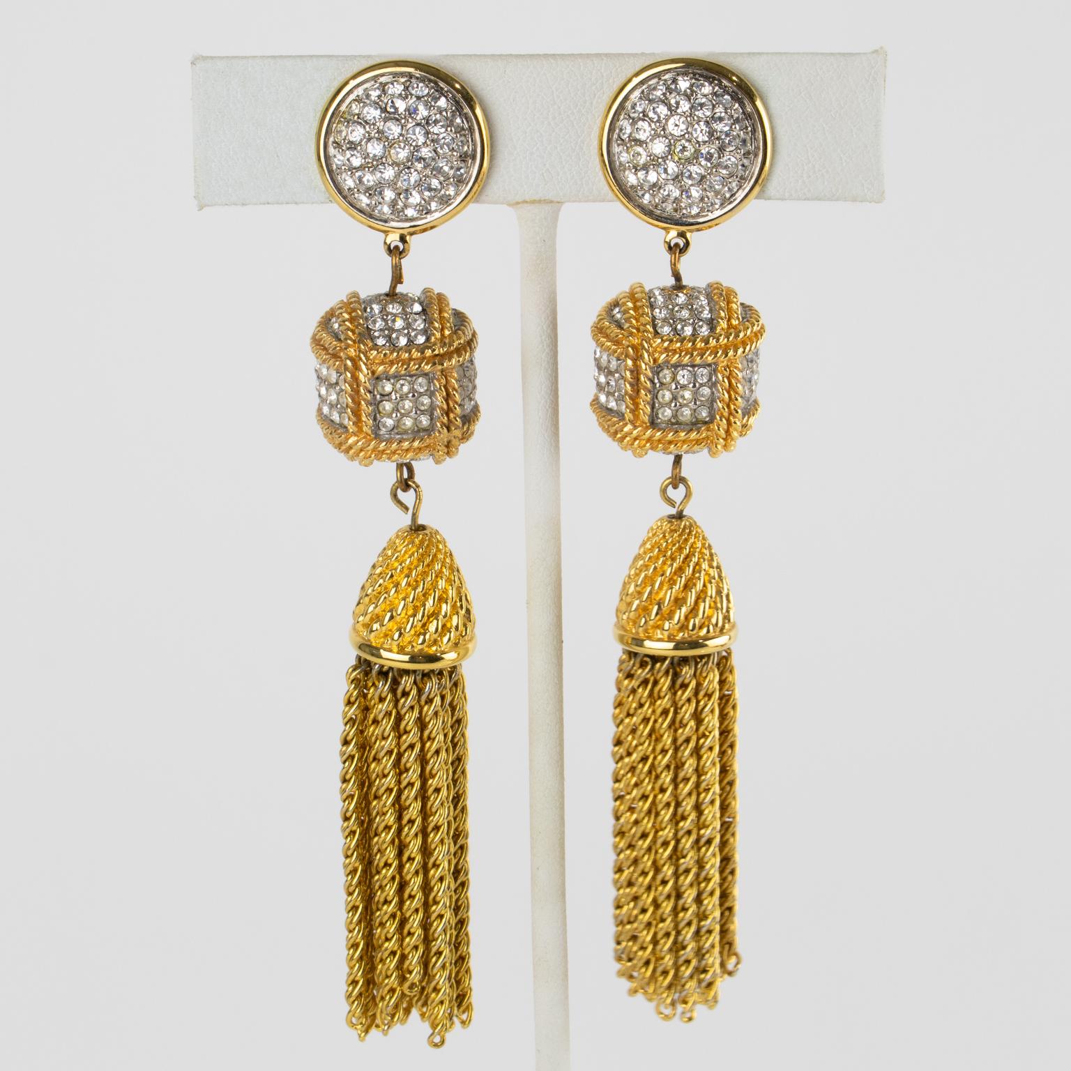 Daniel Swarovski Schwan Mark Vergoldetes Metall Jewell Clip Ohrringe im Zustand „Hervorragend“ im Angebot in Atlanta, GA