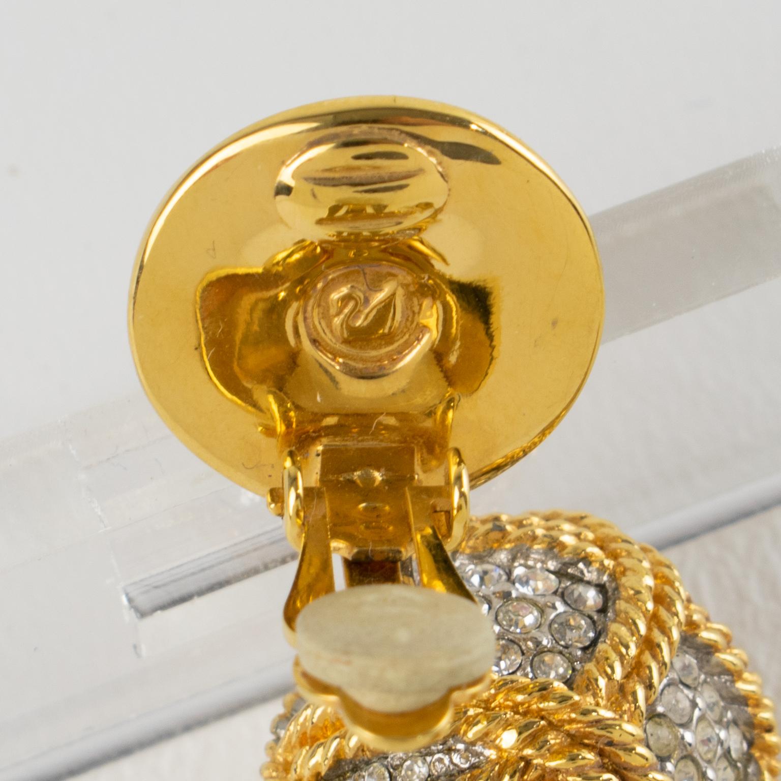 Daniel Swarovski Schwan Mark Vergoldetes Metall Jewell Clip Ohrringe im Angebot 2